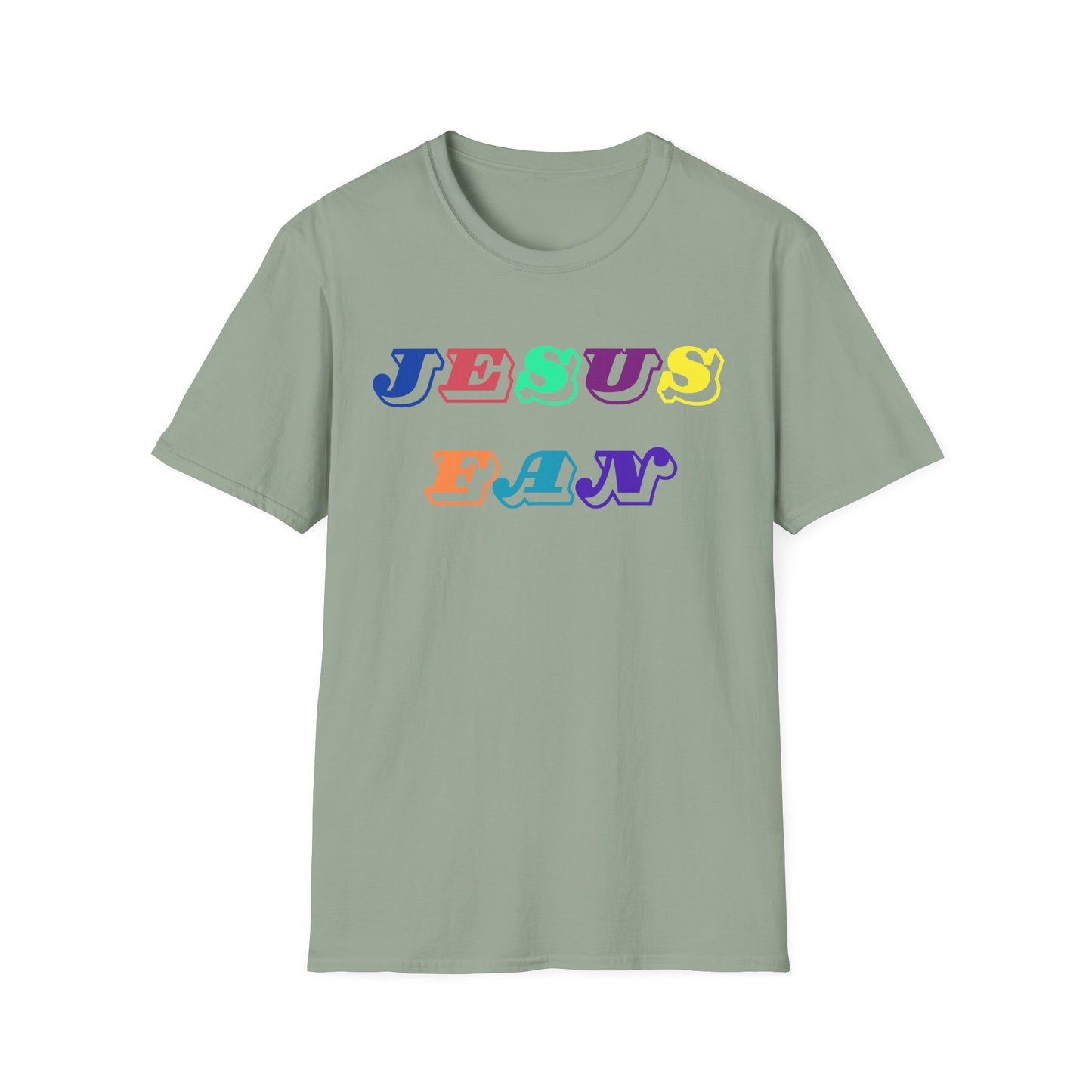Colorful Jesus Fan Unisex Softstyle T-Shirt - Perfect for Faith-Lovers and Celebrations