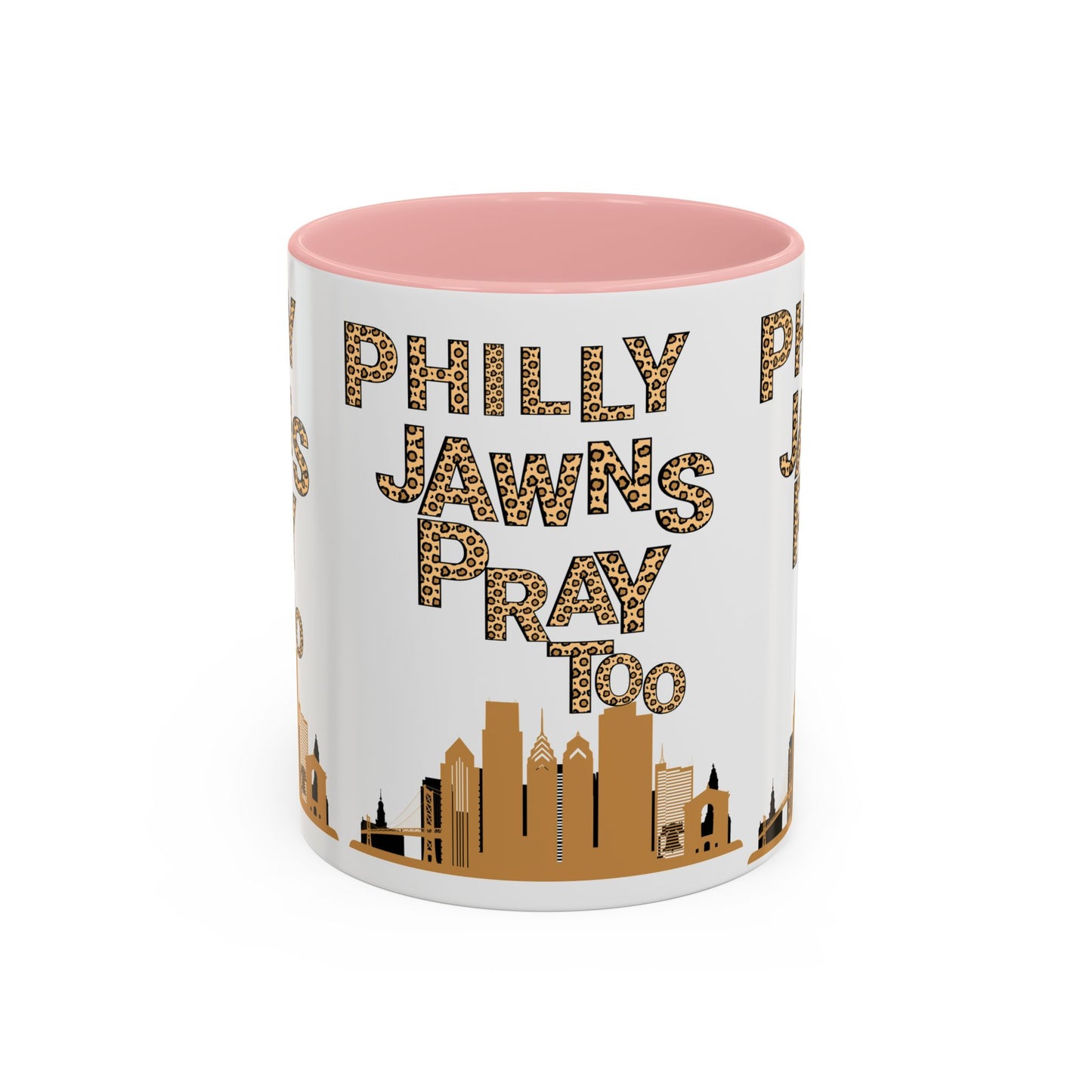 LEOPARD PRINT PHILLY JAWNS PRAY TOO Accent Coffee Mug (11, 15oz)