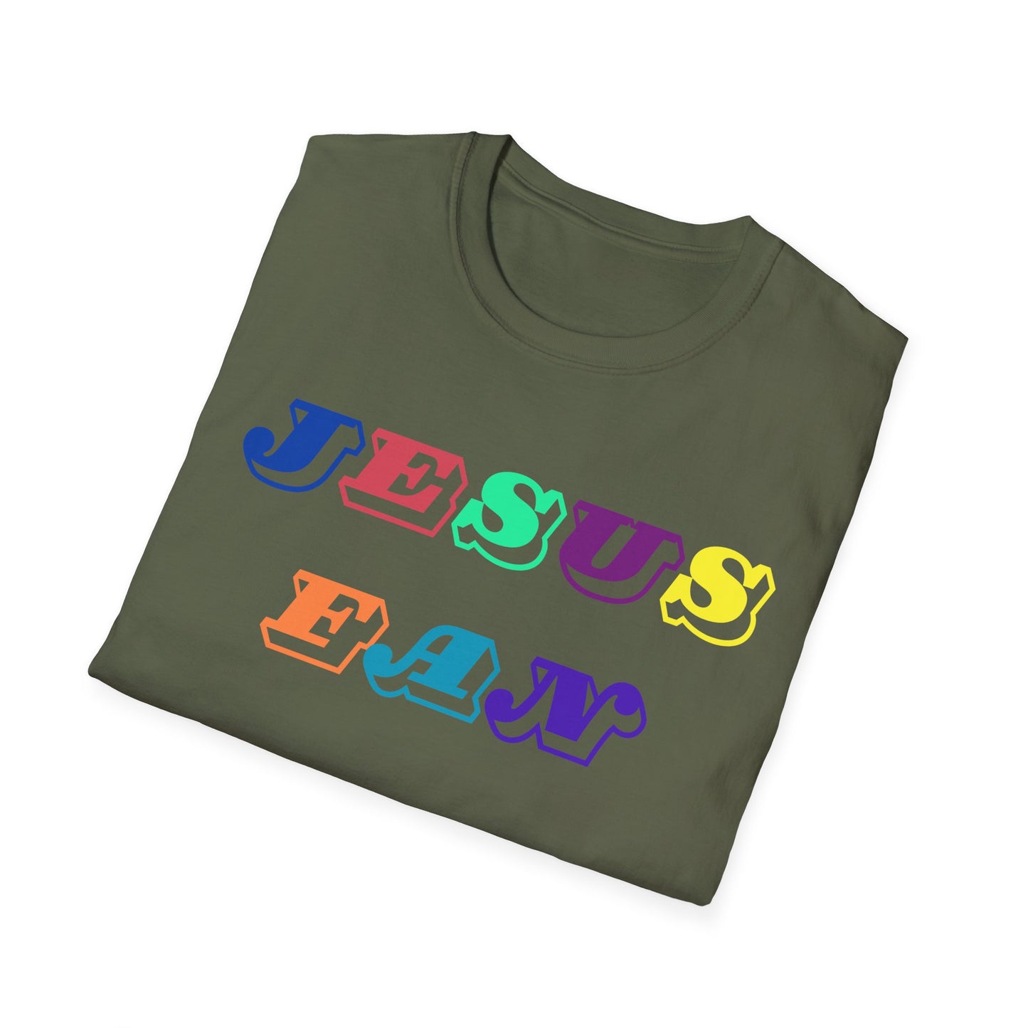 Colorful Jesus Fan Unisex Softstyle T-Shirt - Perfect for Faith-Lovers and Celebrations