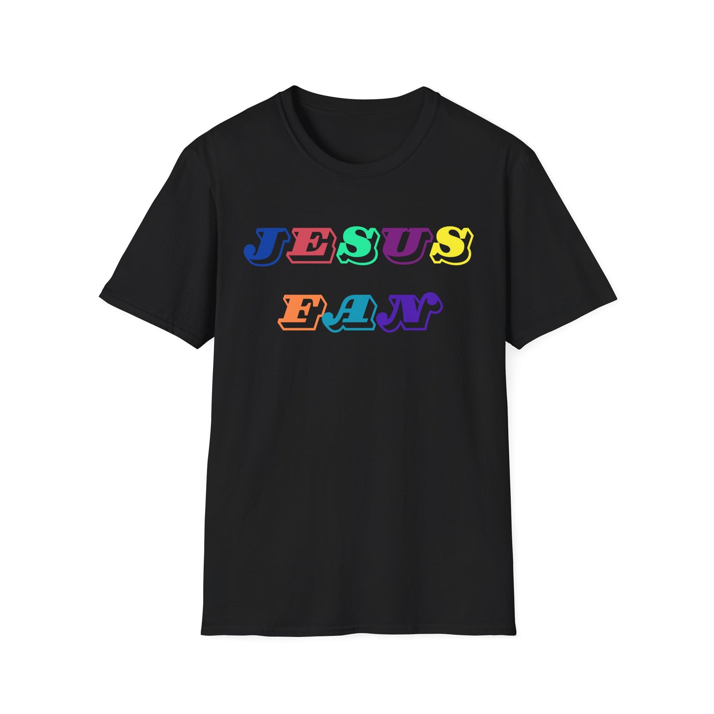 Colorful Jesus Fan Unisex Softstyle T-Shirt - Perfect for Faith-Lovers and Celebrations