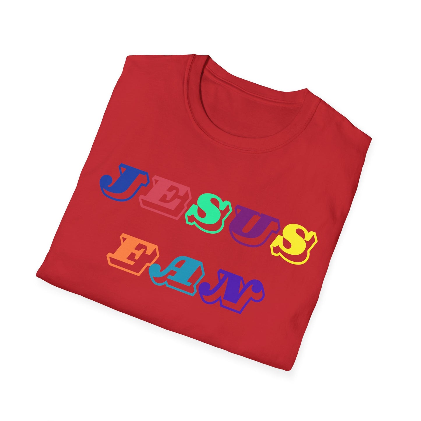 Colorful Jesus Fan Unisex Softstyle T-Shirt - Perfect for Faith-Lovers and Celebrations