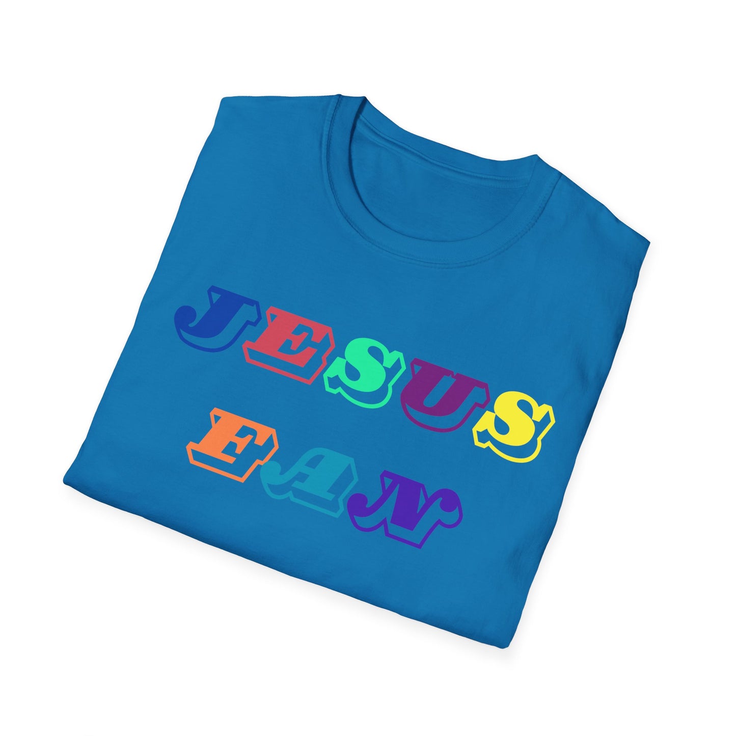 Colorful Jesus Fan Unisex Softstyle T-Shirt - Perfect for Faith-Lovers and Celebrations