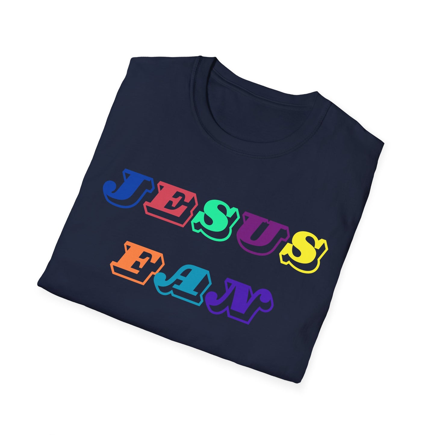 Colorful Jesus Fan Unisex Softstyle T-Shirt - Perfect for Faith-Lovers and Celebrations