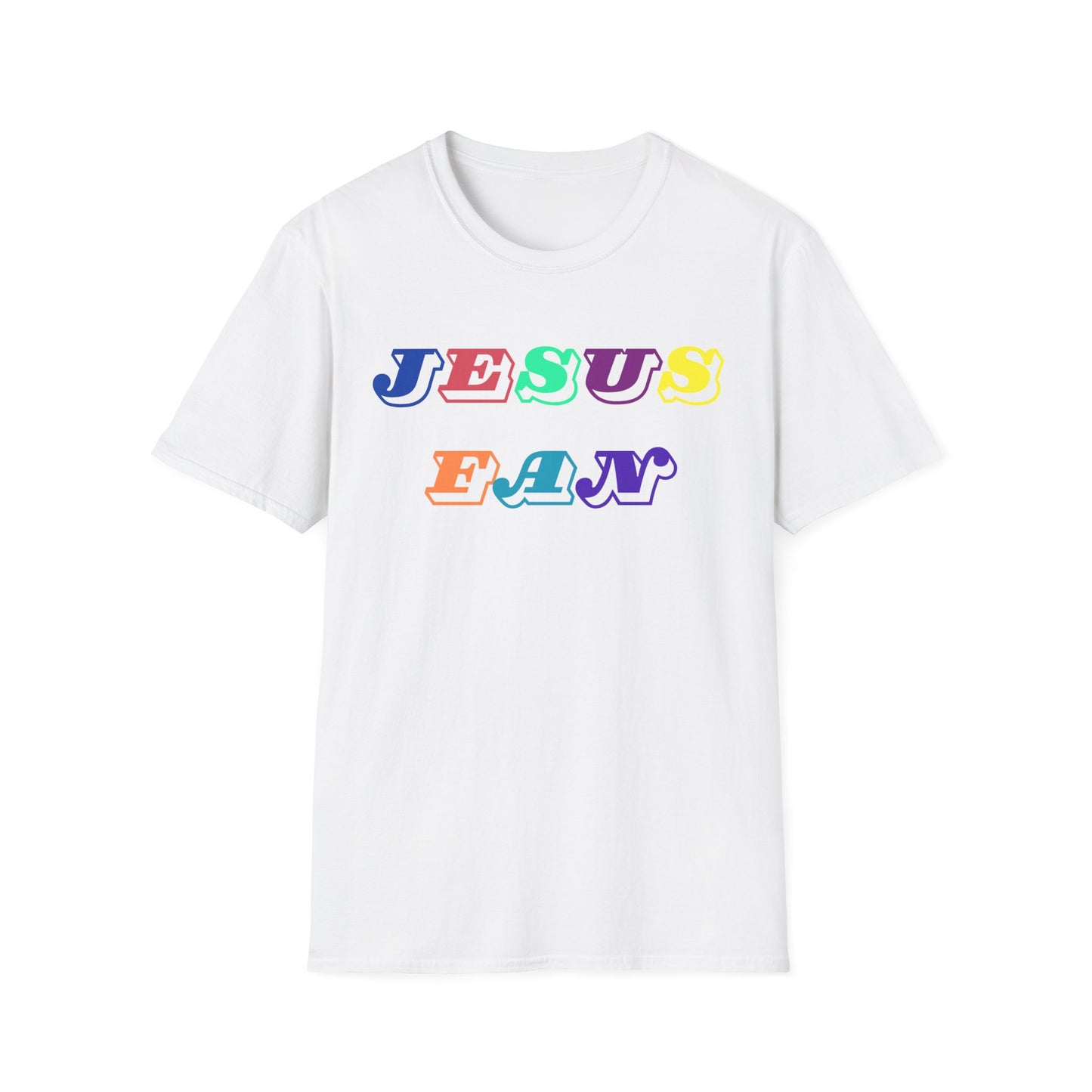 Colorful Jesus Fan Unisex Softstyle T-Shirt - Perfect for Faith-Lovers and Celebrations