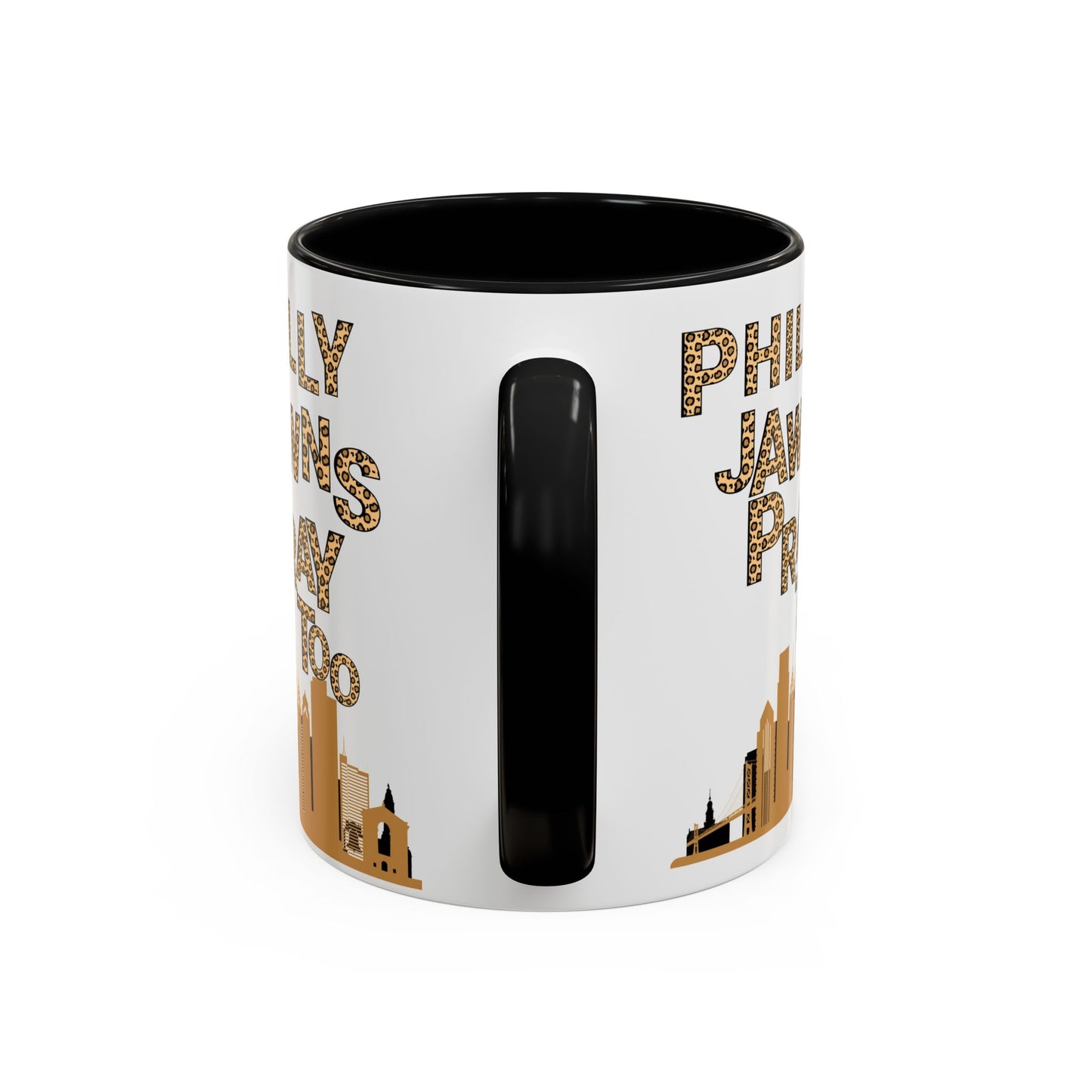 LEOPARD PRINT PHILLY JAWNS PRAY TOO Accent Coffee Mug (11, 15oz)