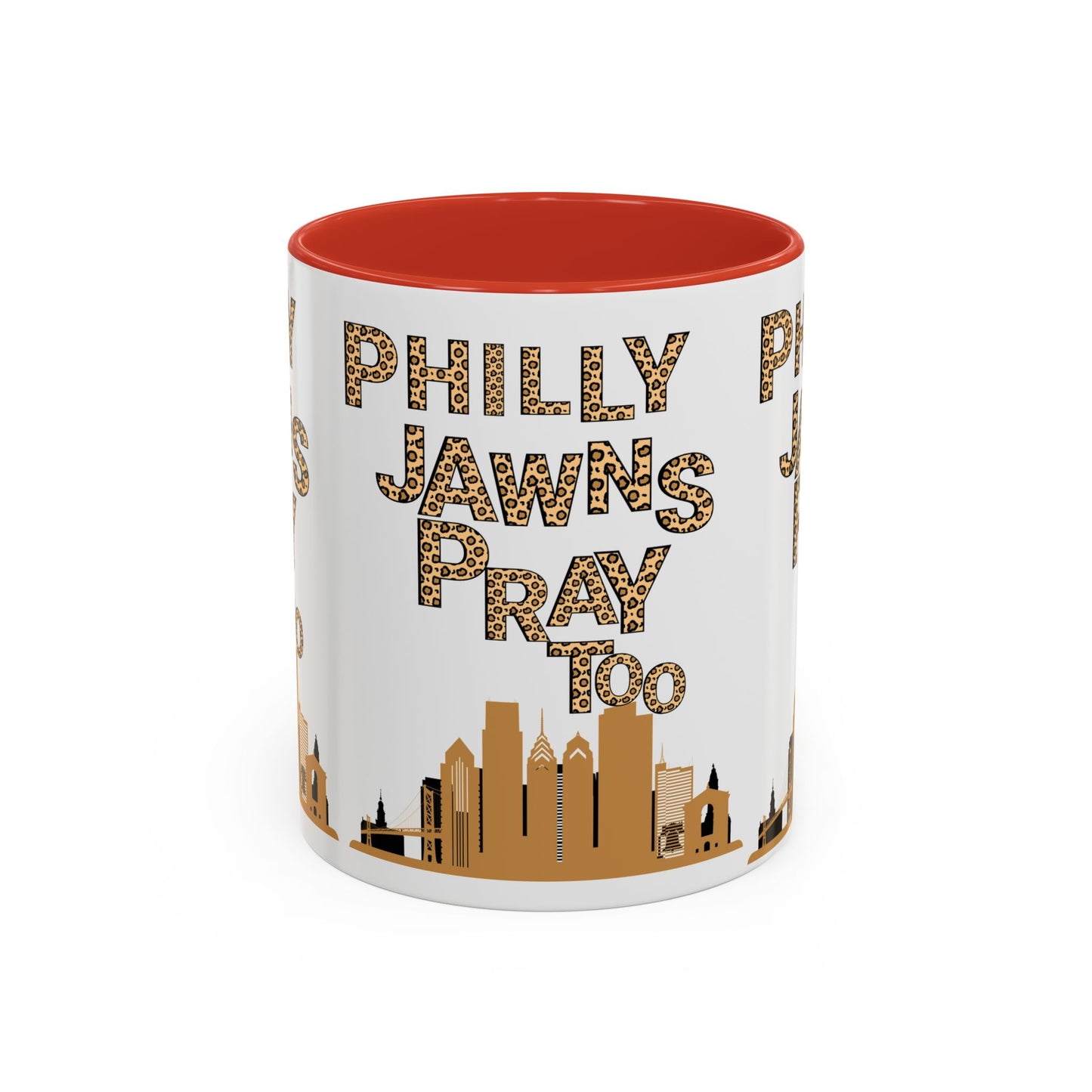 LEOPARD PRINT PHILLY JAWNS PRAY TOO Accent Coffee Mug (11, 15oz)