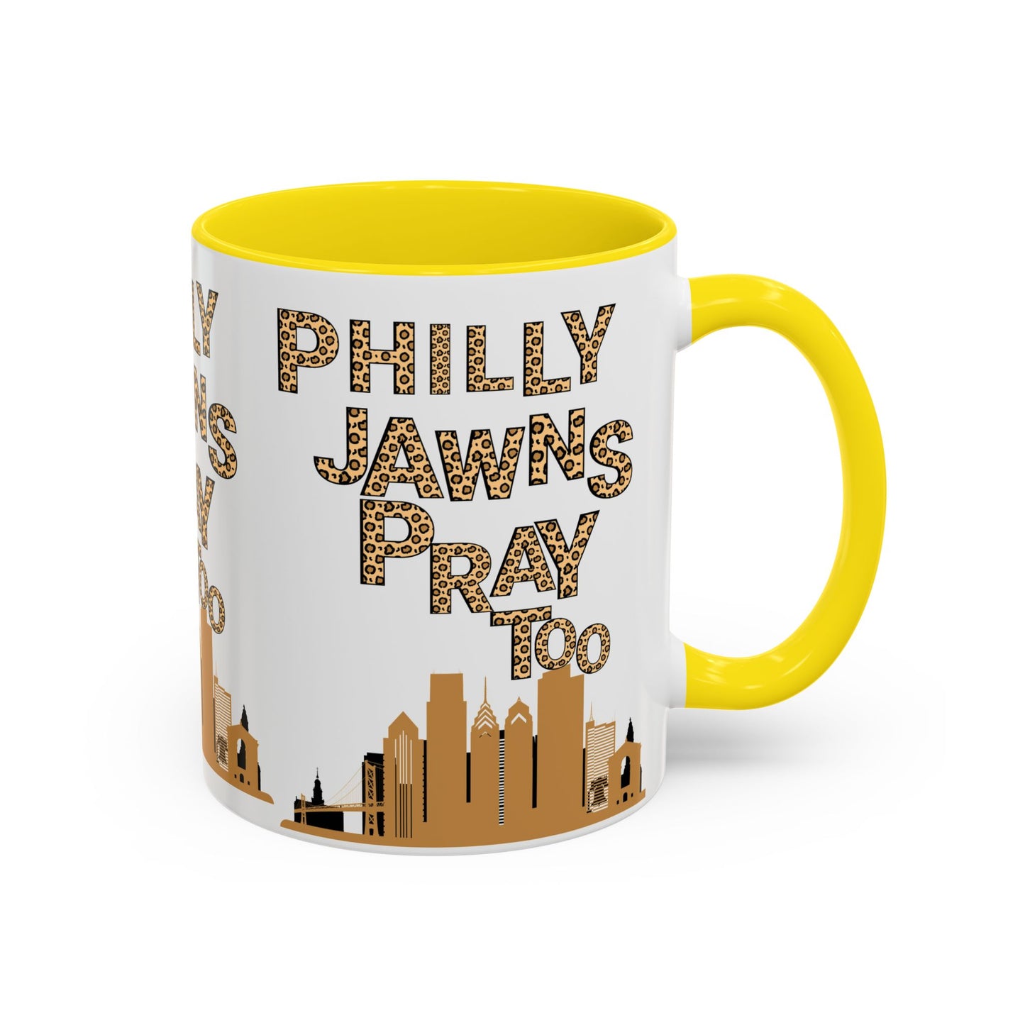 LEOPARD PRINT PHILLY JAWNS PRAY TOO Accent Coffee Mug (11, 15oz)