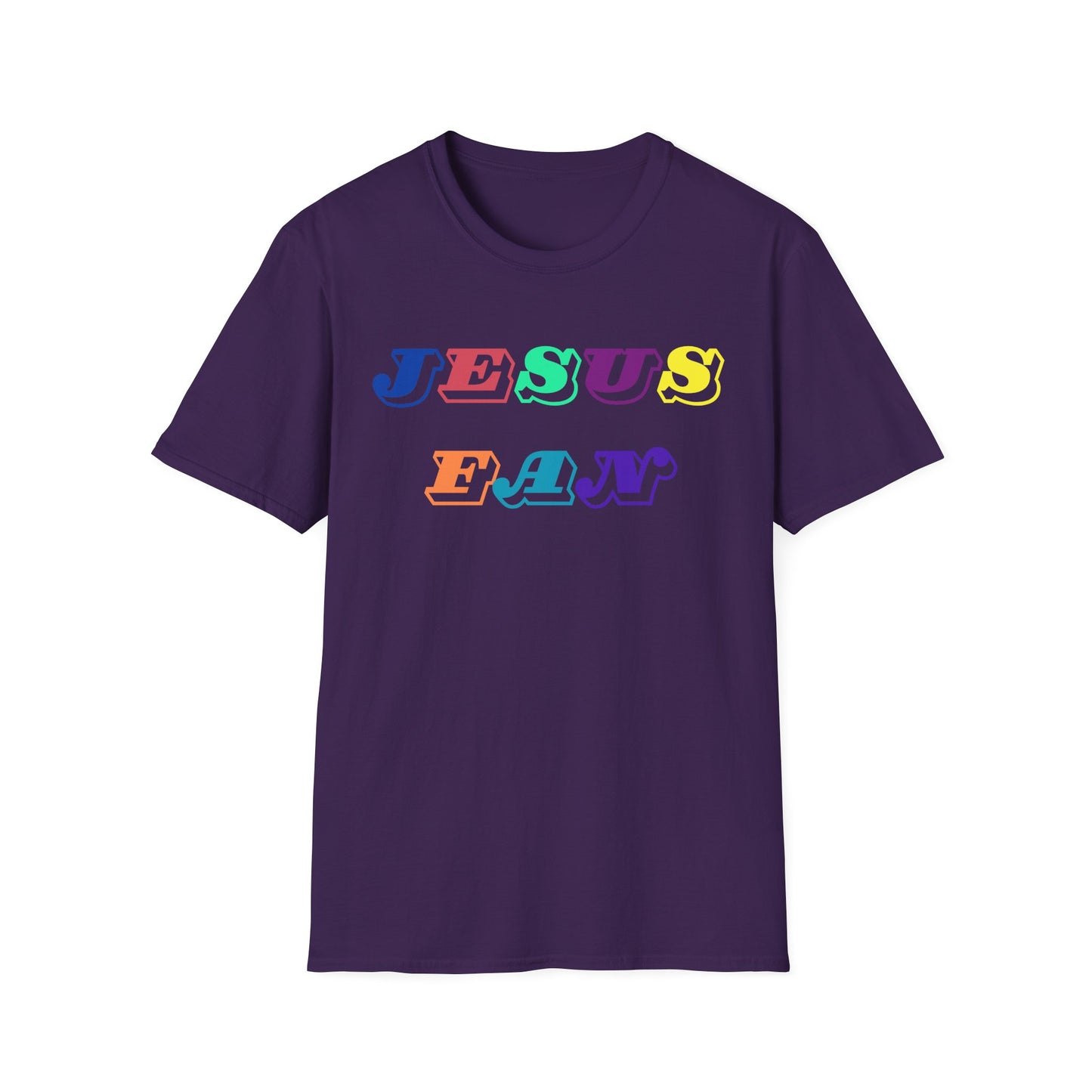 Colorful Jesus Fan Unisex Softstyle T-Shirt - Perfect for Faith-Lovers and Celebrations