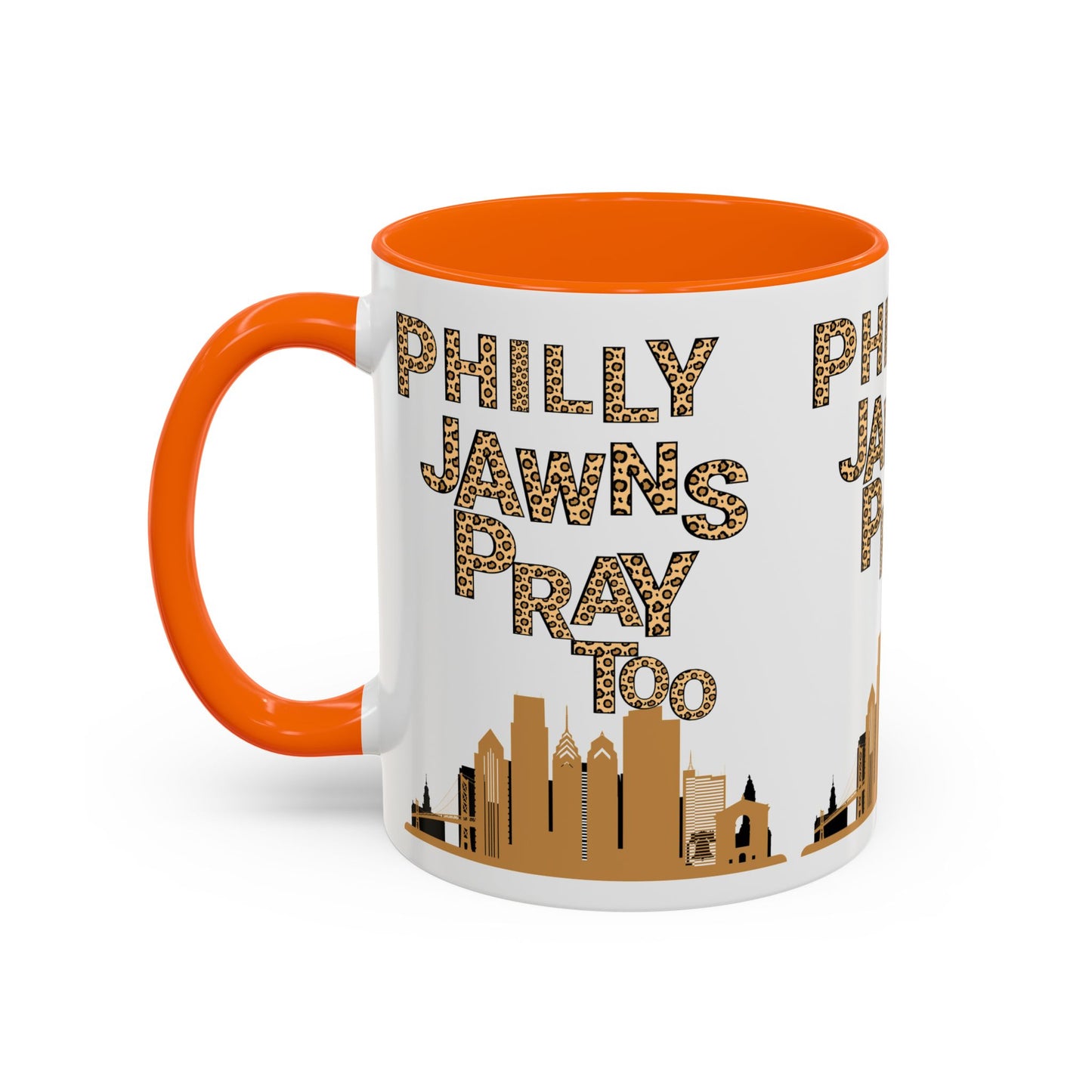 LEOPARD PRINT PHILLY JAWNS PRAY TOO Accent Coffee Mug (11, 15oz)