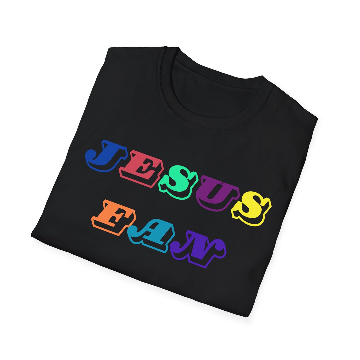 Colorful Jesus Fan Unisex Softstyle T-Shirt - Perfect for Faith-Lovers and Celebrations