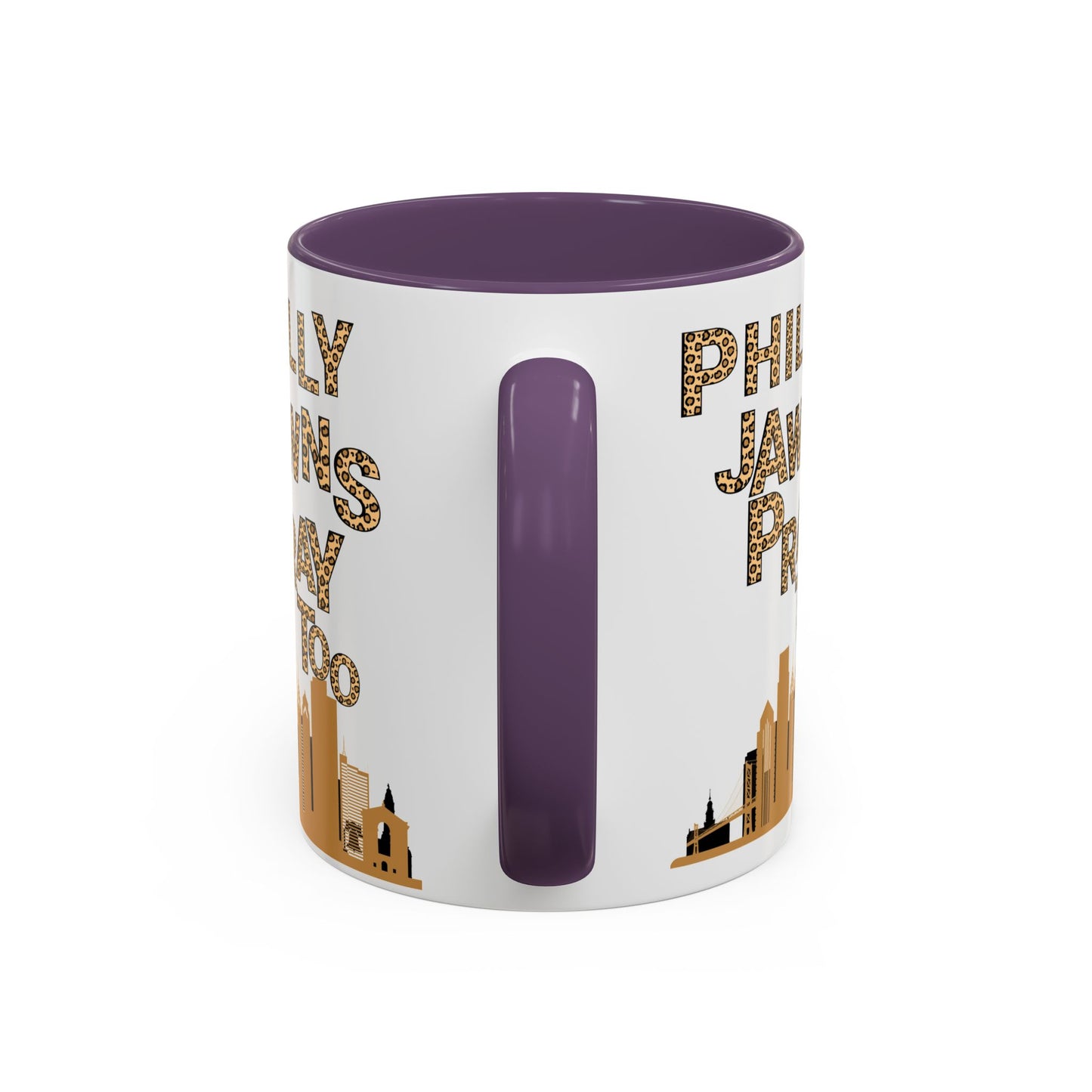 LEOPARD PRINT PHILLY JAWNS PRAY TOO Accent Coffee Mug (11, 15oz)