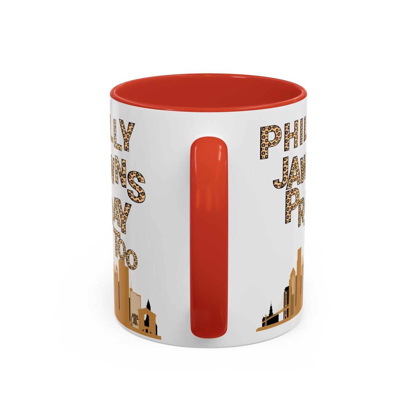 LEOPARD PRINT PHILLY JAWNS PRAY TOO Accent Coffee Mug (11, 15oz)