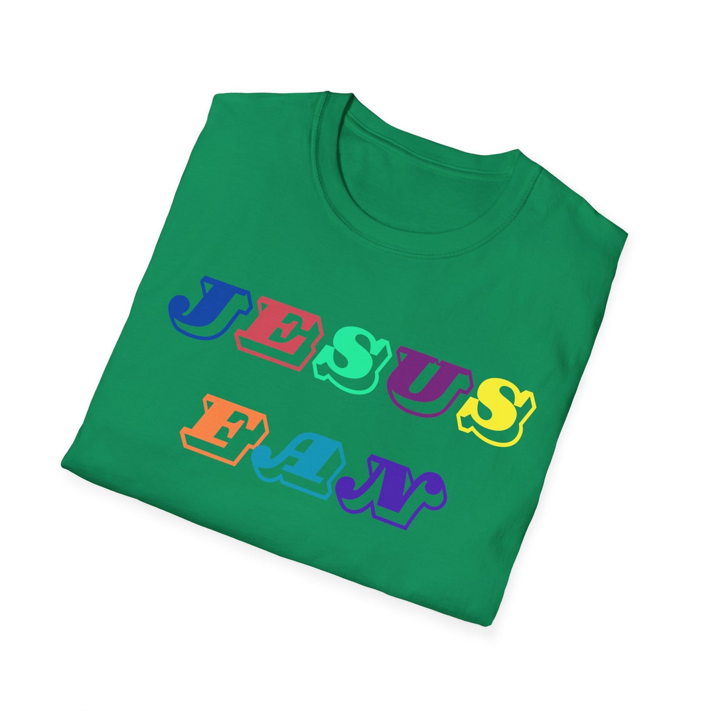 Colorful Jesus Fan Unisex Softstyle T-Shirt - Perfect for Faith-Lovers and Celebrations