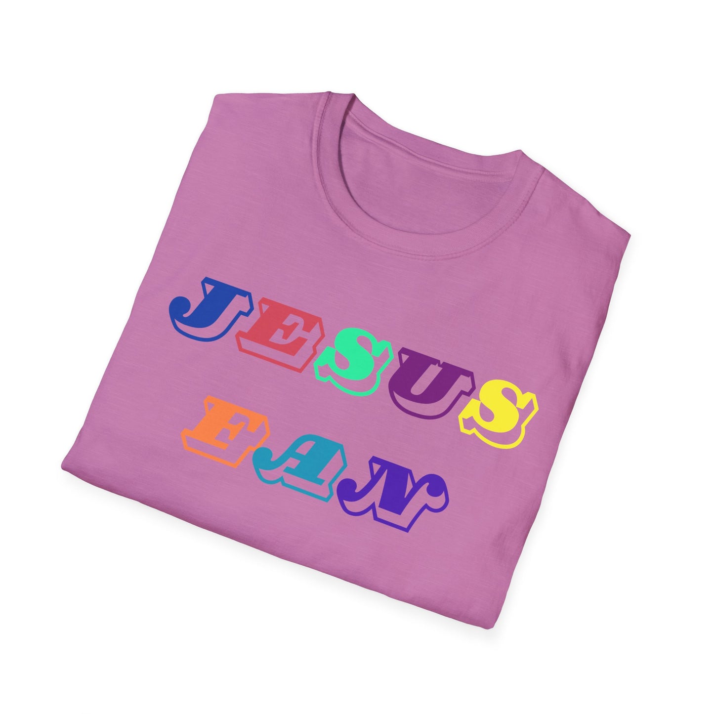 Colorful Jesus Fan Unisex Softstyle T-Shirt - Perfect for Faith-Lovers and Celebrations