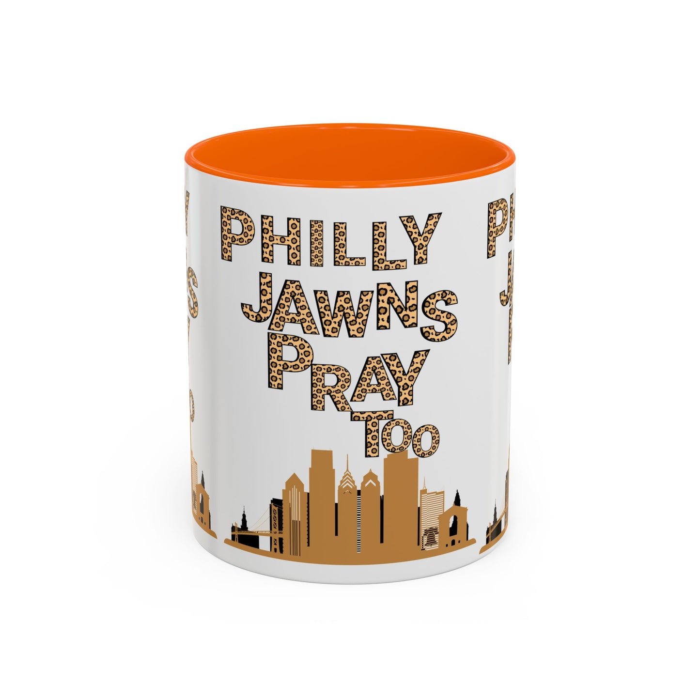 LEOPARD PRINT PHILLY JAWNS PRAY TOO Accent Coffee Mug (11, 15oz)