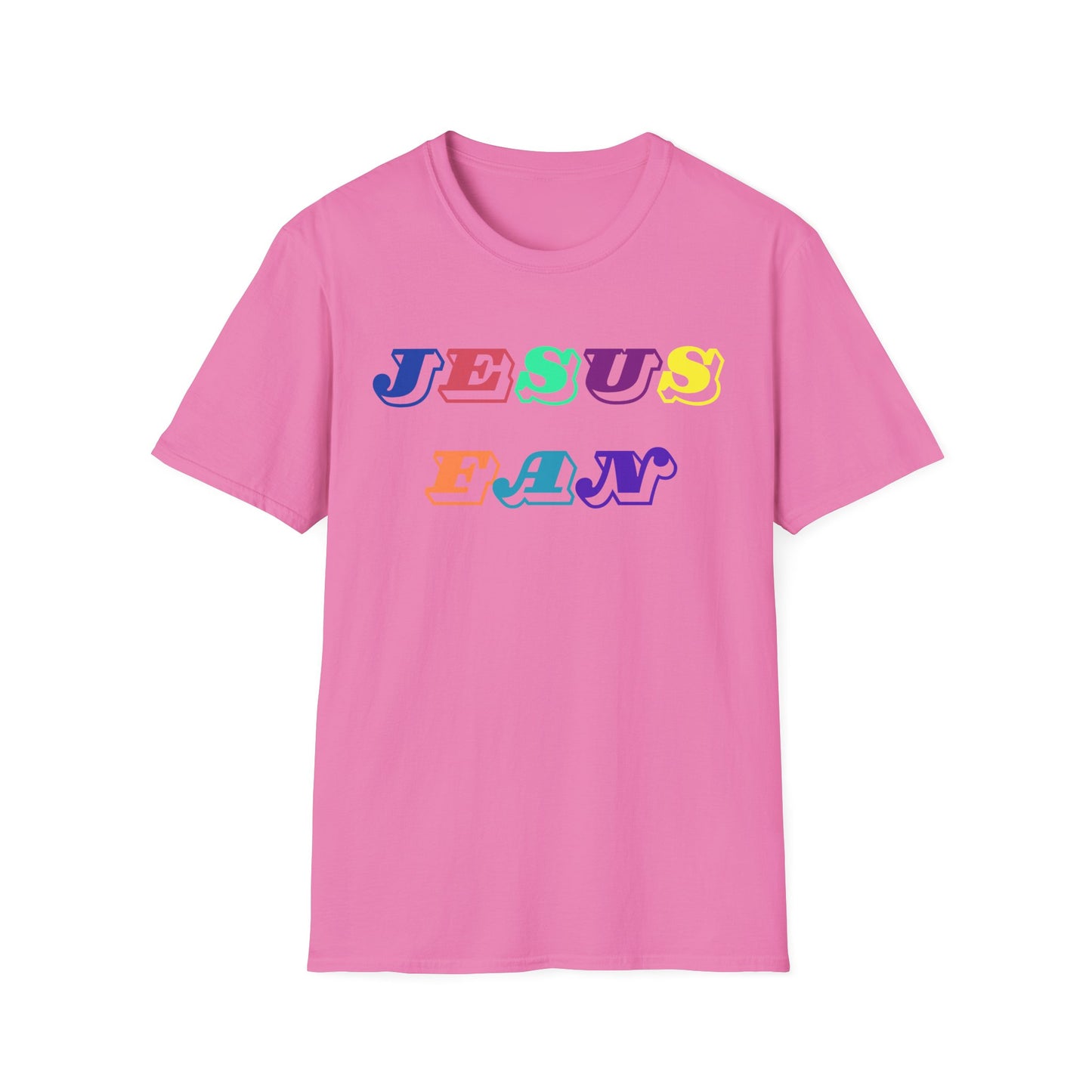 Colorful Jesus Fan Unisex Softstyle T-Shirt - Perfect for Faith-Lovers and Celebrations