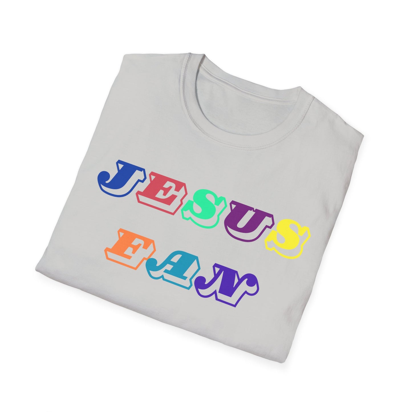 Colorful Jesus Fan Unisex Softstyle T-Shirt - Perfect for Faith-Lovers and Celebrations
