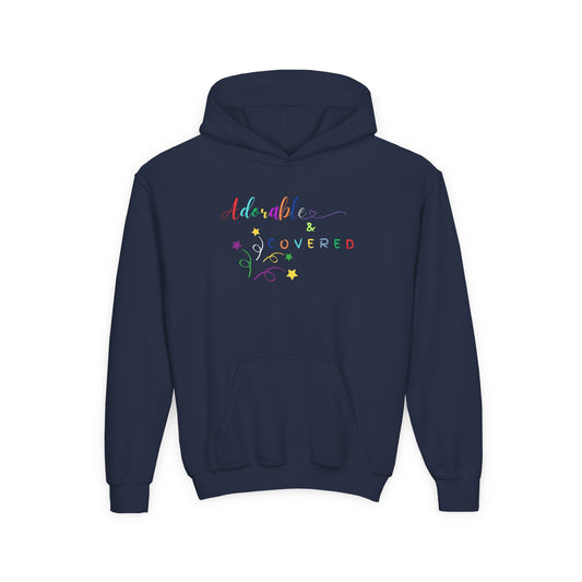 Colorful 'Adorable & Covered' Youth Hoodie