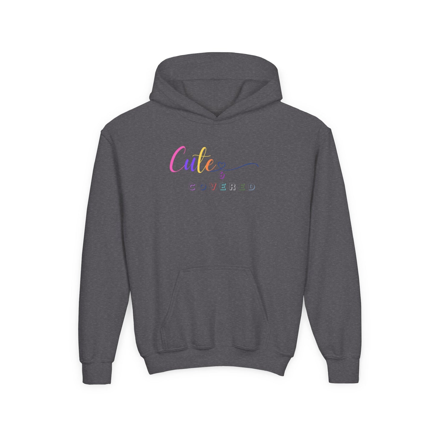 Cute and Covered Hoodie for Kids - Youth Heavy Blend Sweatshirt with Colorful Design