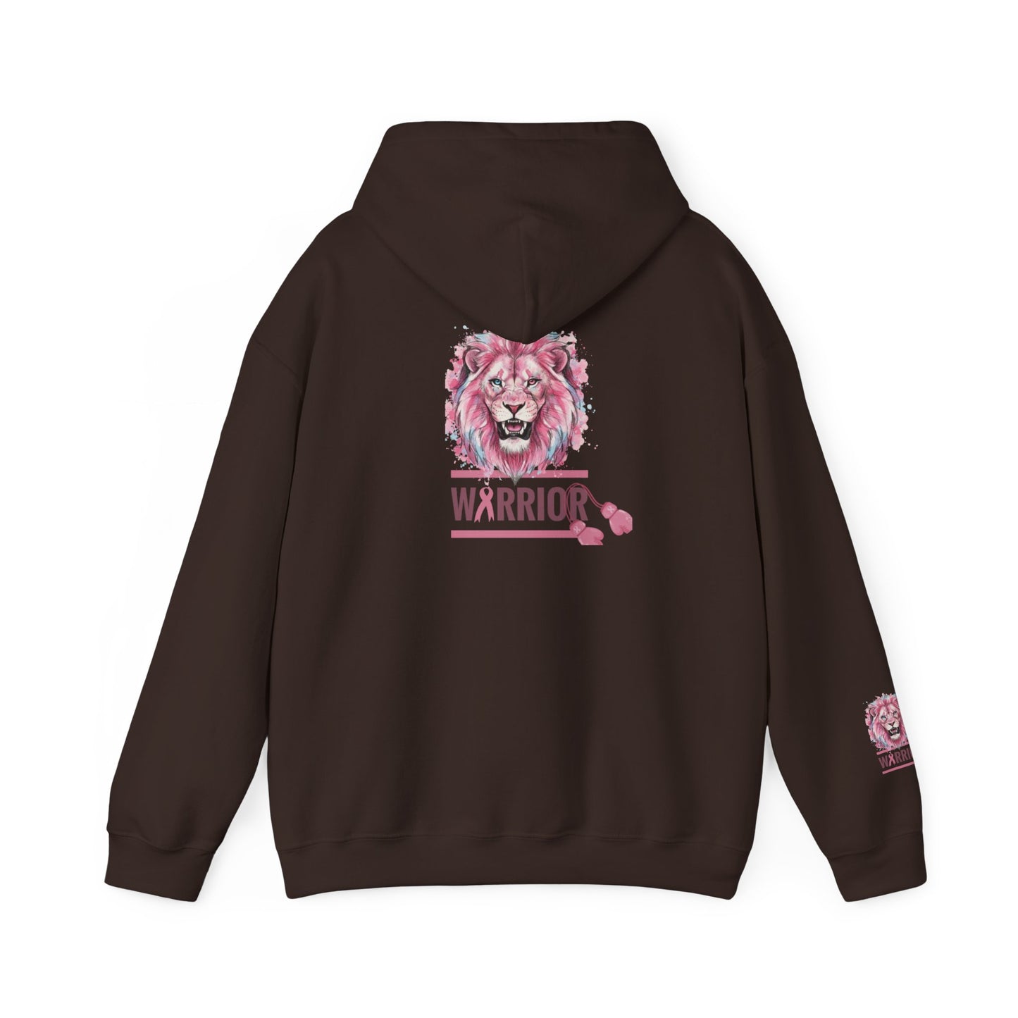 Breast Cancer Warrior Hoodie — Pink Lion Support Hoodie with 'Warrior' Design