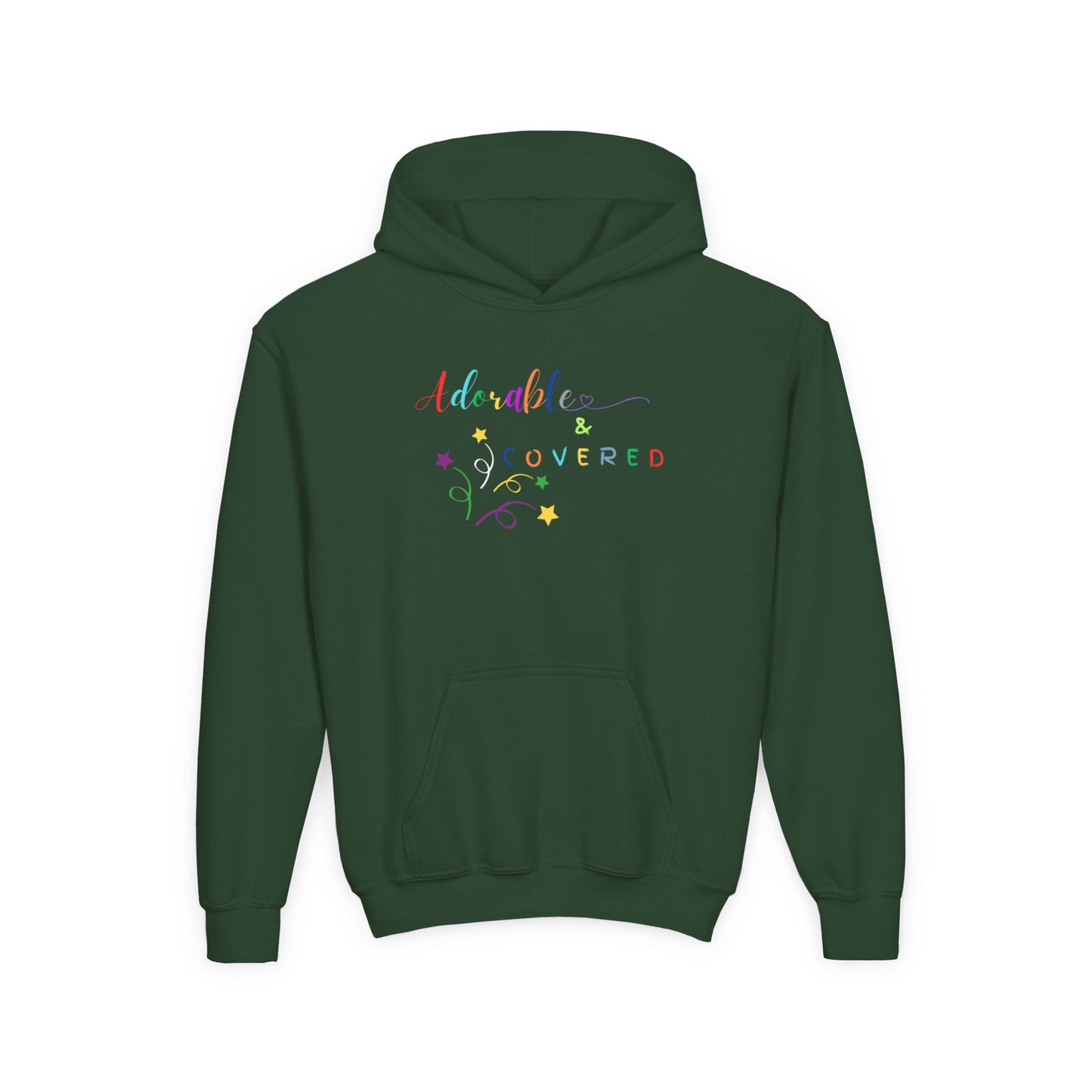 Colorful 'Adorable & Covered' Youth Hoodie