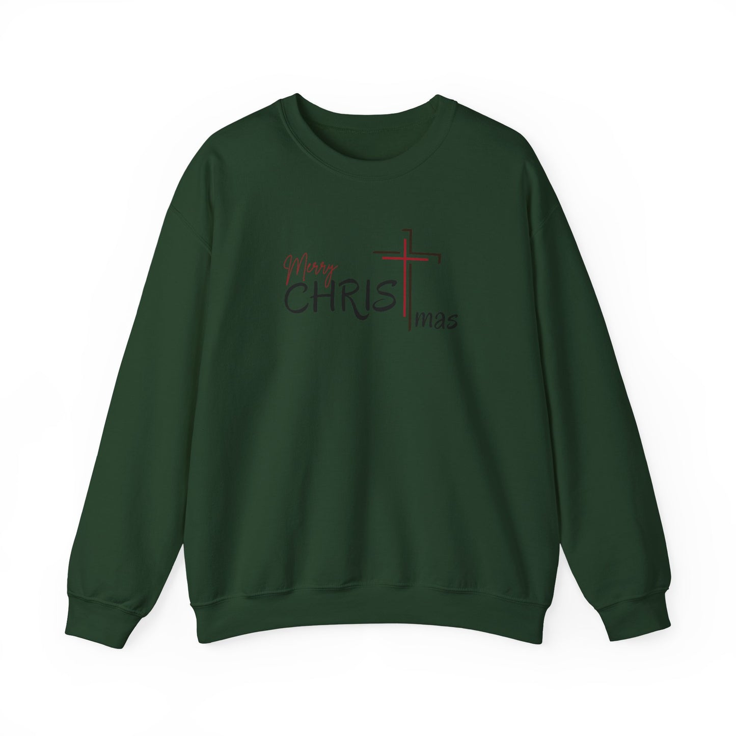 CHRISTmas Cross Crewneck Sweatshirt — "Merry CHRISTmas" Faith Holiday Sweatshirt