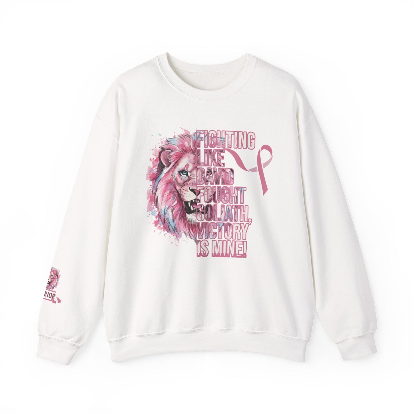 Breast Cancer Warrior Sweatshirt — Pink Lion Ribbon Crewneck