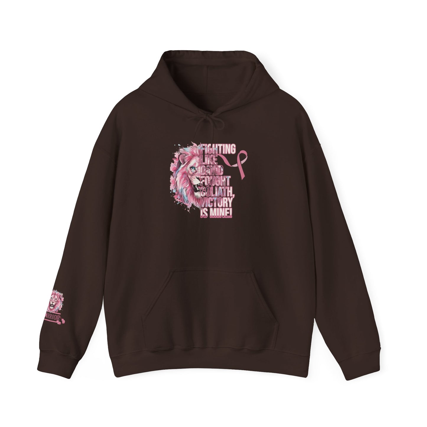 Breast Cancer Warrior Hoodie — Pink Lion Support Hoodie with 'Warrior' Design
