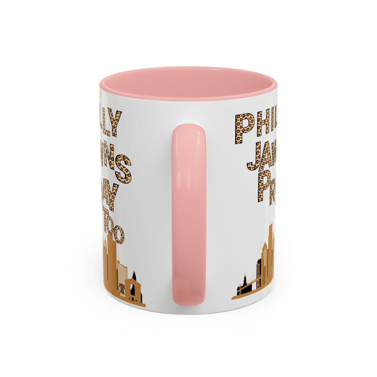 LEOPARD PRINT PHILLY JAWNS PRAY TOO Accent Coffee Mug (11, 15oz)