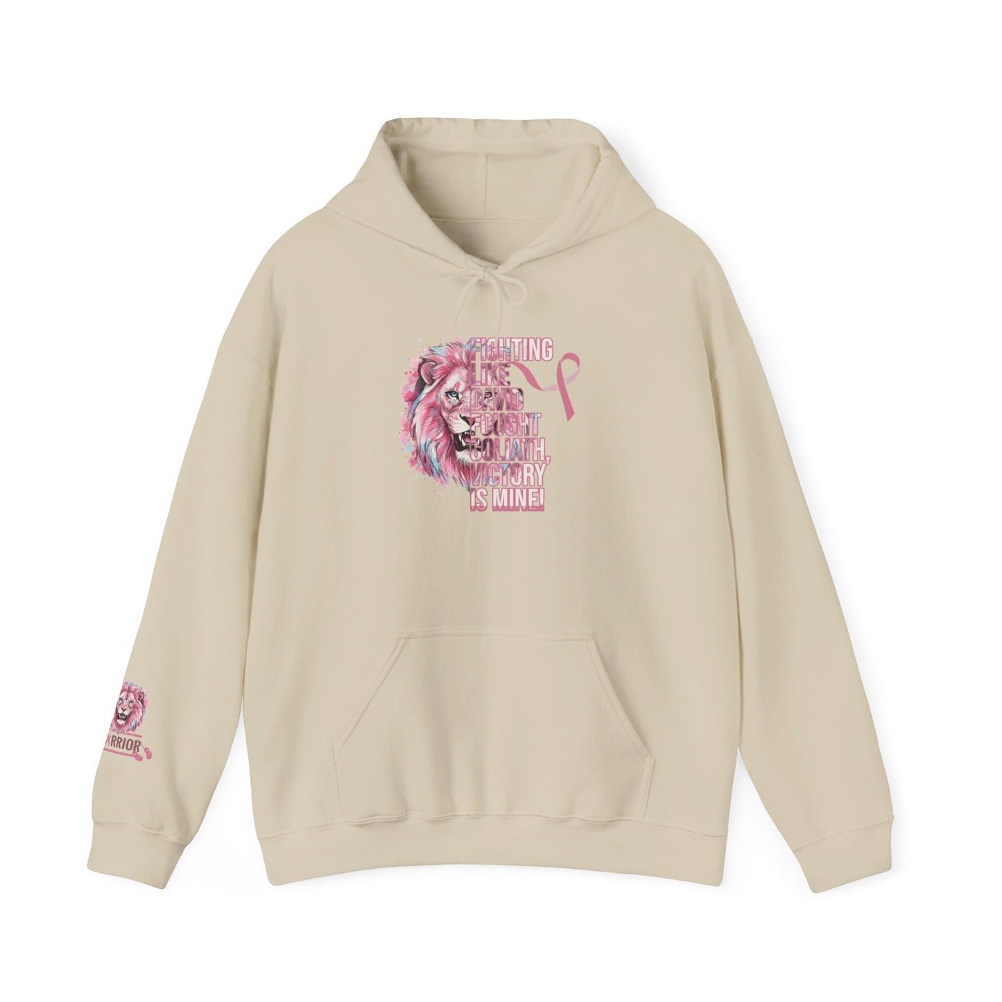 Breast Cancer Warrior Hoodie — Pink Lion Support Hoodie with 'Warrior' Design