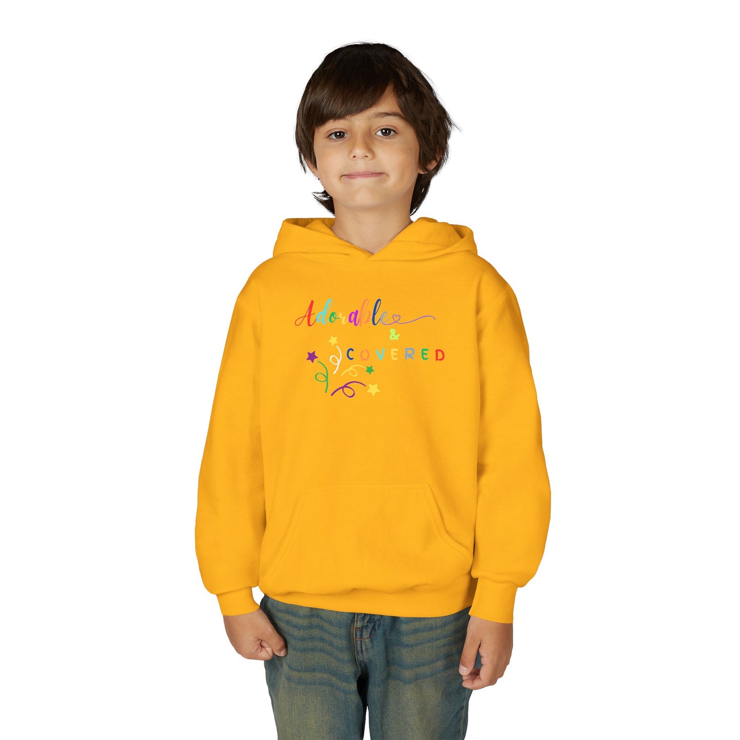 Colorful 'Adorable & Covered' Youth Hoodie