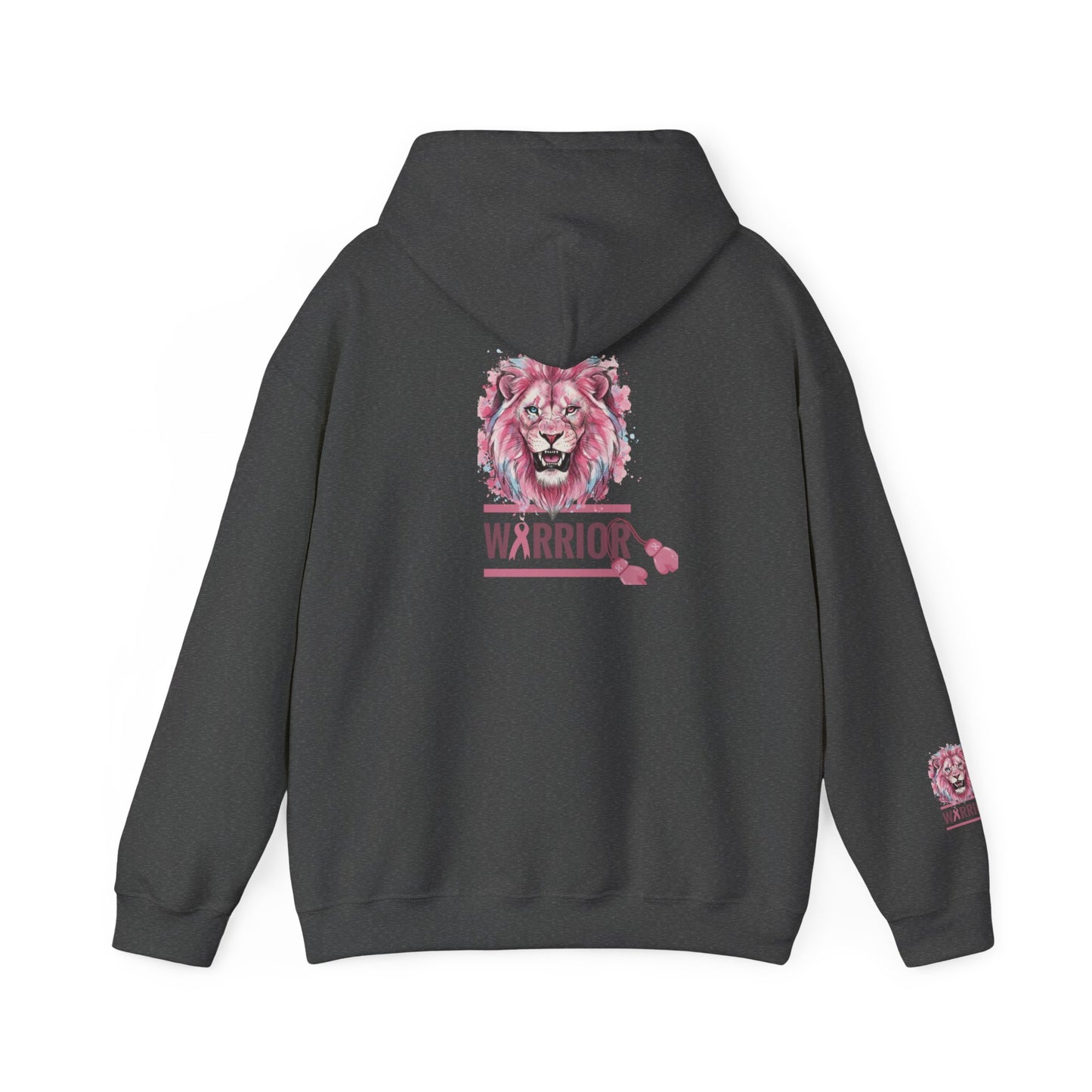 Breast Cancer Warrior Hoodie — Pink Lion Support Hoodie with 'Warrior' Design
