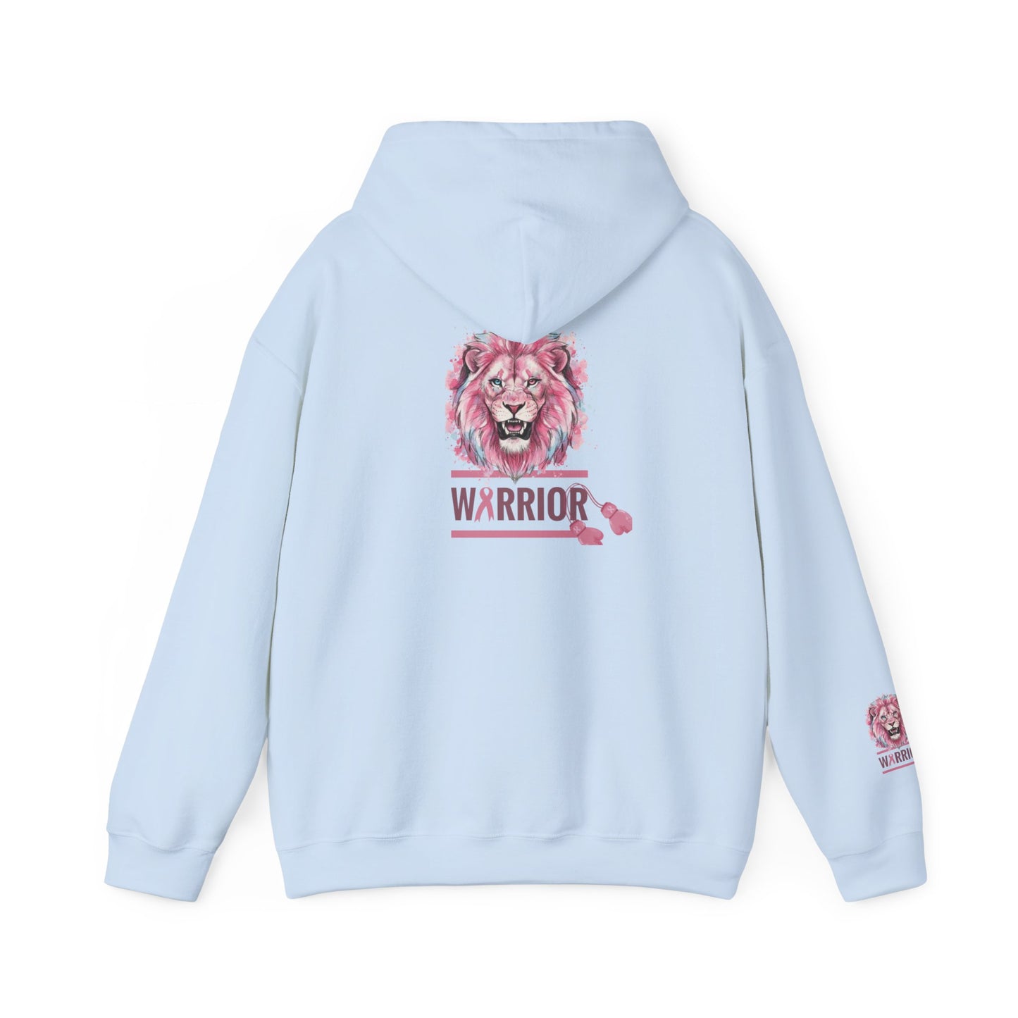 Breast Cancer Warrior Hoodie — Pink Lion Support Hoodie with 'Warrior' Design