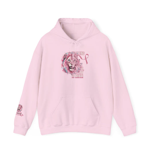 Breast Cancer Warrior Hoodie — Pink Lion Support Hoodie with 'Warrior' Design