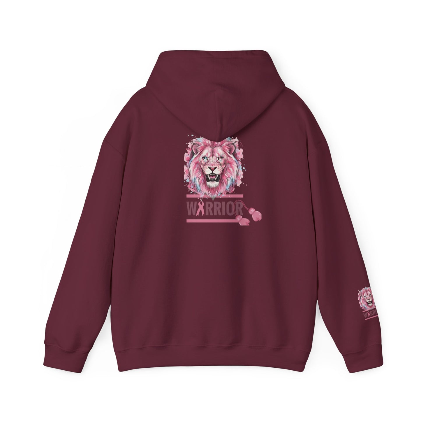 Breast Cancer Warrior Hoodie — Pink Lion Support Hoodie with 'Warrior' Design