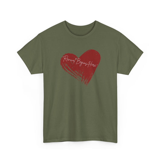 REVIVAL BEGINS HERE  Unisex Heavy Cotton Tee – Perfect for Love Celebrations