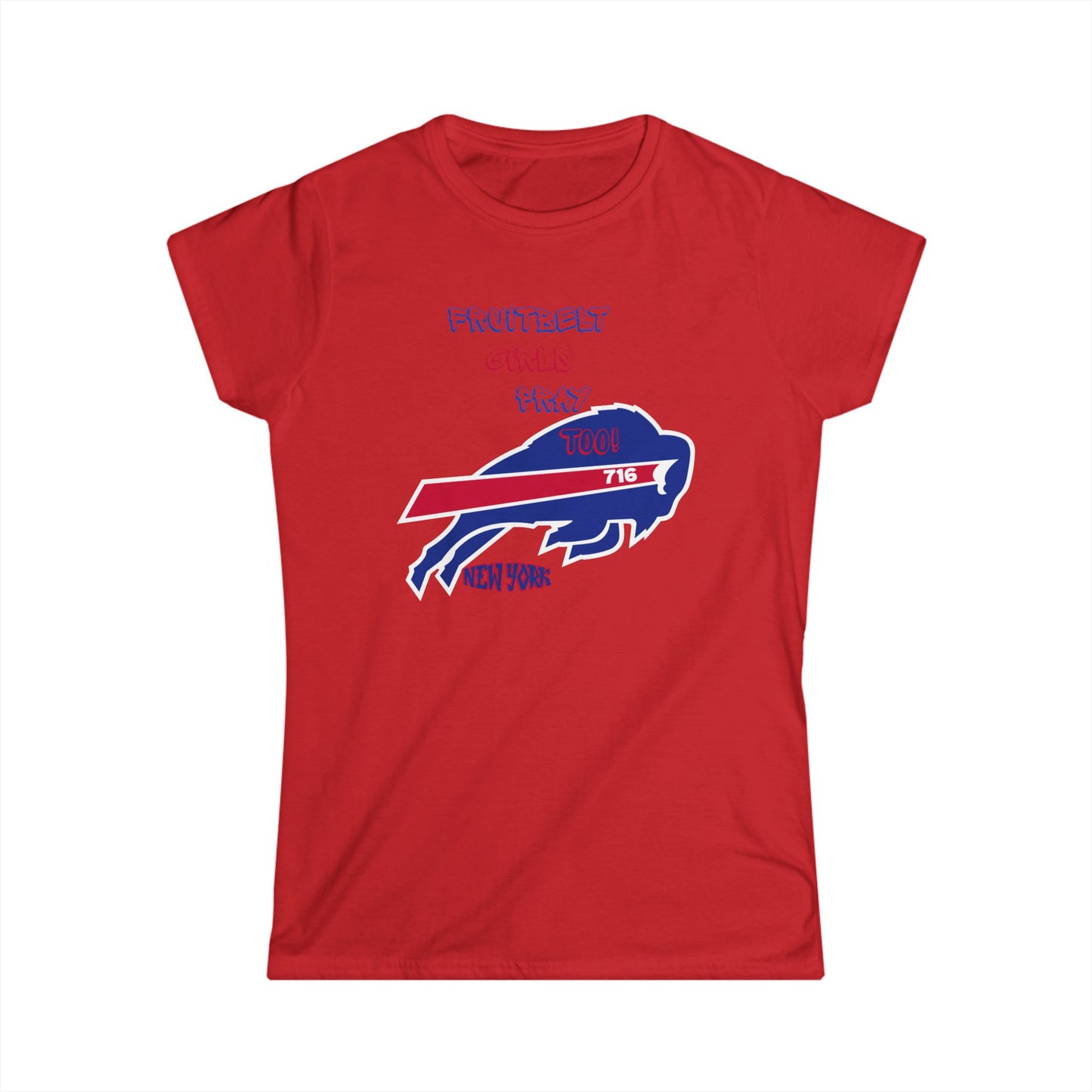 FRUITBELT GIRLS PRAY TOO! Buffalo Tee for Women, Softstyle Graphic T-Shirt, Perfect for Game Days, Birthdays, Summer BBQs, Sports Fans