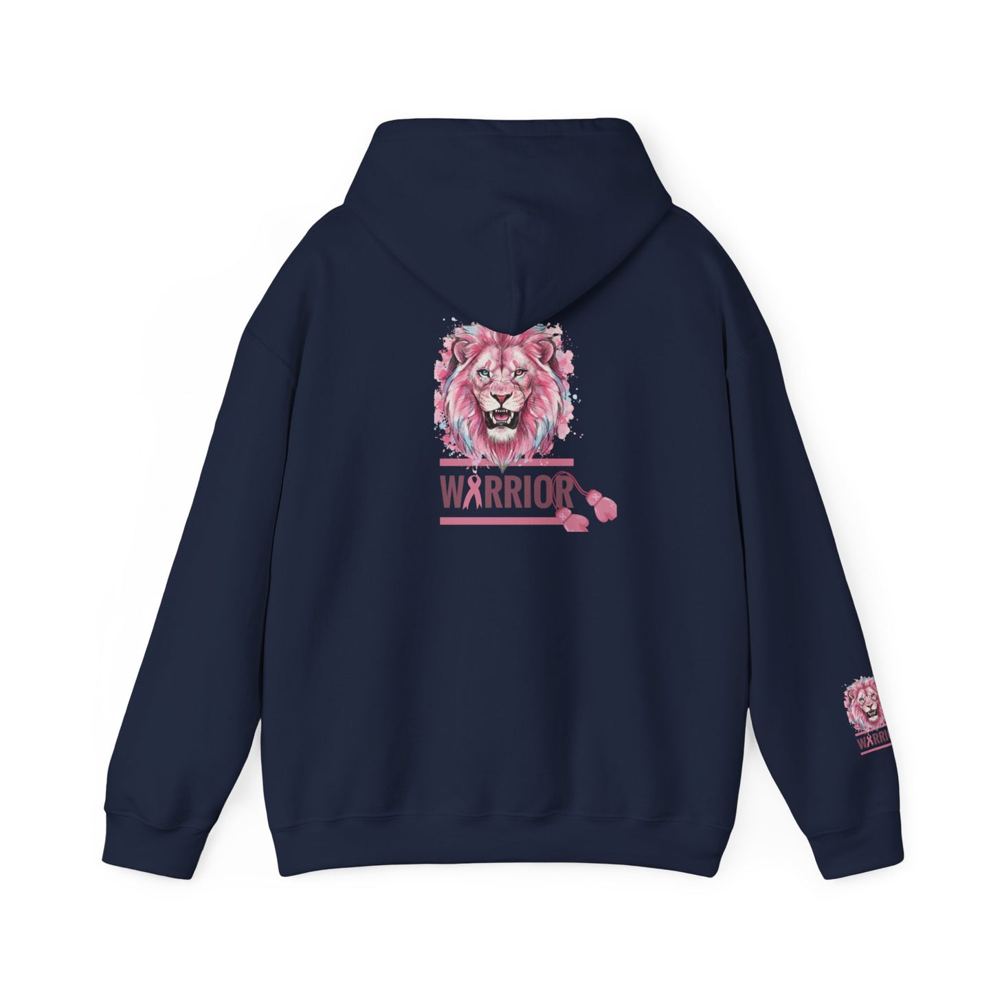 Breast Cancer Warrior Hoodie — Pink Lion Support Hoodie with 'Warrior' Design