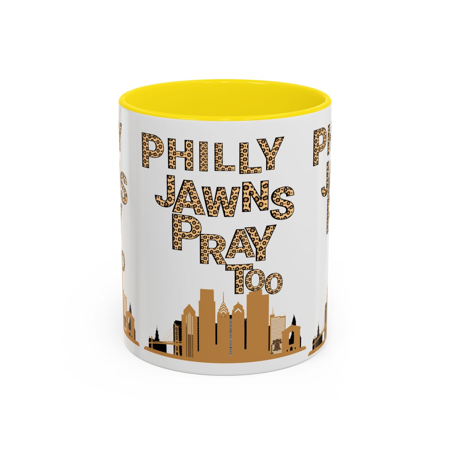 LEOPARD PRINT PHILLY JAWNS PRAY TOO Accent Coffee Mug (11, 15oz)
