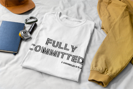 FULLY COMMITTED IN BLACK WRITING Unisex Softstyle T-Shirt