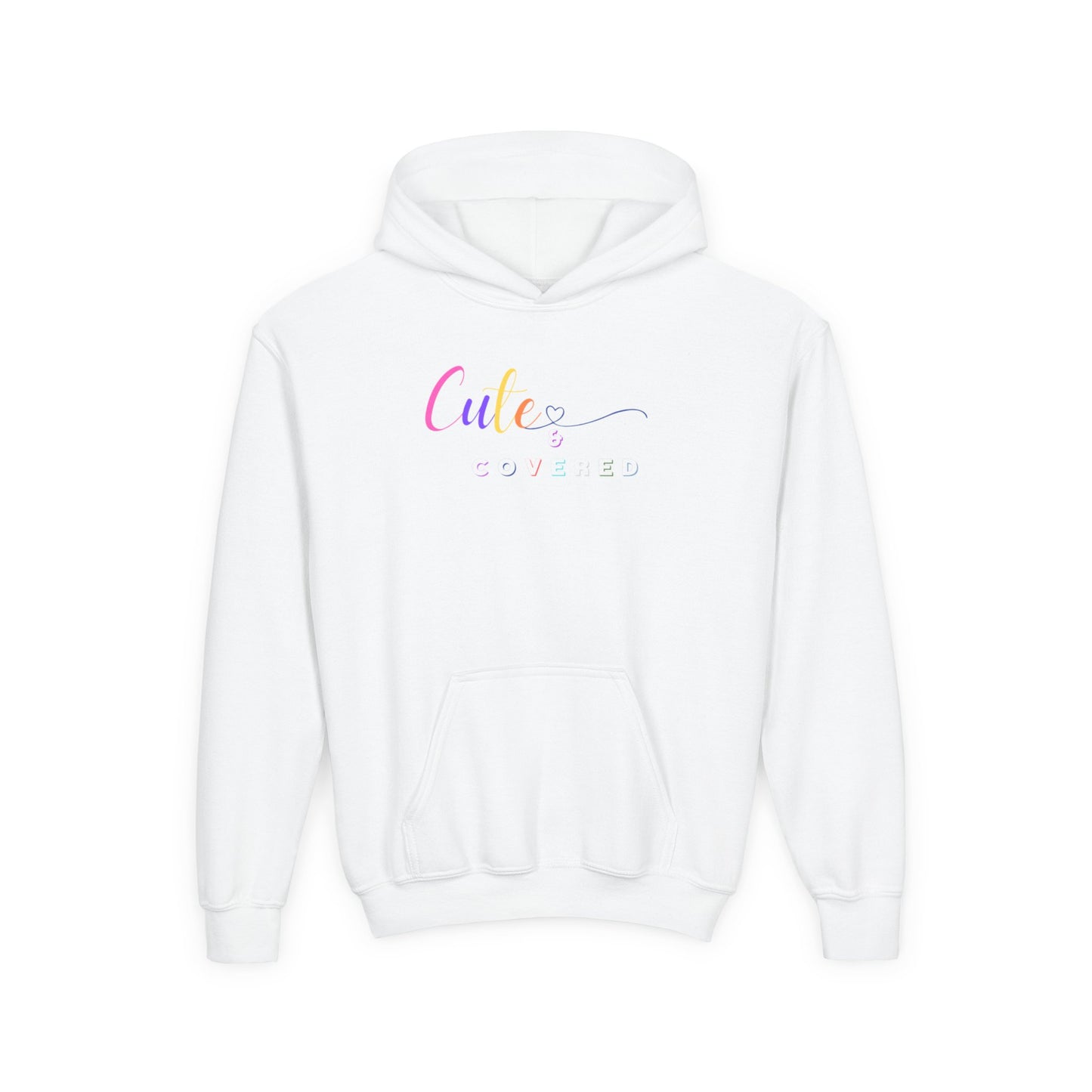 Cute and Covered Hoodie for Kids - Youth Heavy Blend Sweatshirt with Colorful Design