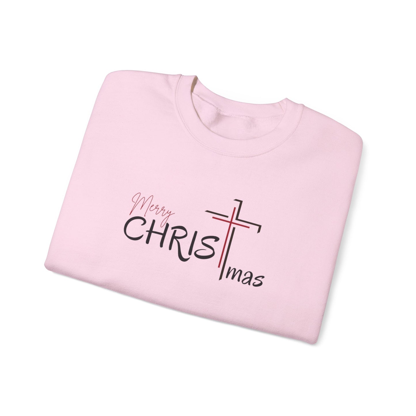 CHRISTmas Cross Crewneck Sweatshirt — "Merry CHRISTmas" Faith Holiday Sweatshirt