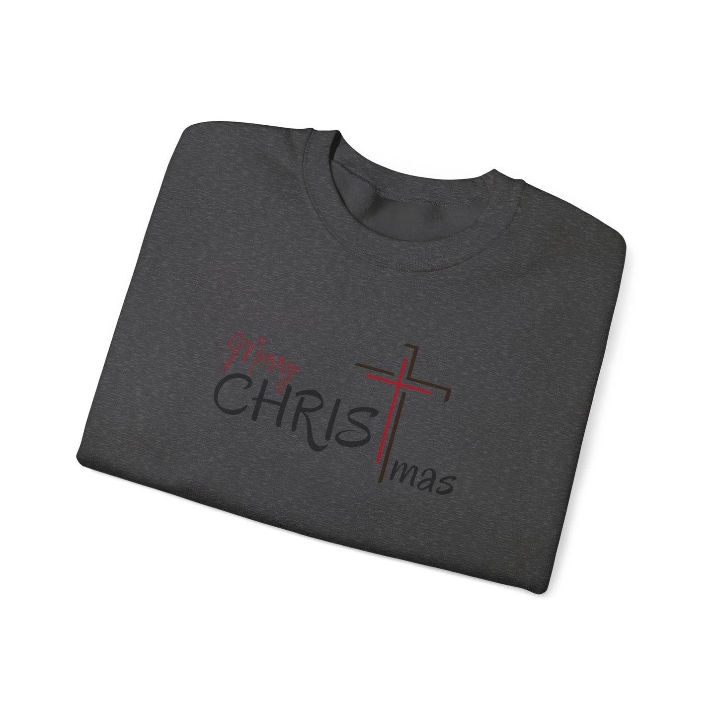 CHRISTmas Cross Crewneck Sweatshirt — "Merry CHRISTmas" Faith Holiday Sweatshirt