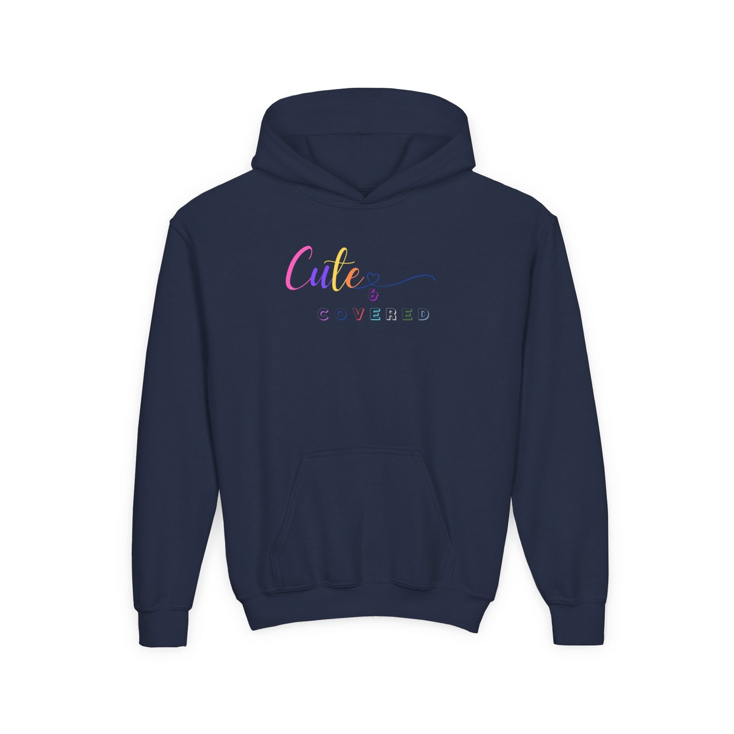 Cute and Covered Hoodie for Kids - Youth Heavy Blend Sweatshirt with Colorful Design