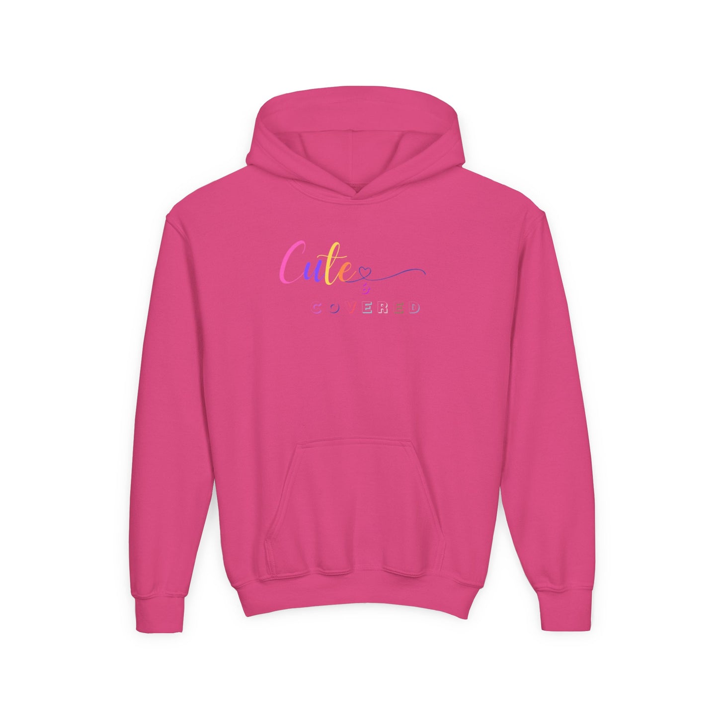 Cute and Covered Hoodie for Kids - Youth Heavy Blend Sweatshirt with Colorful Design