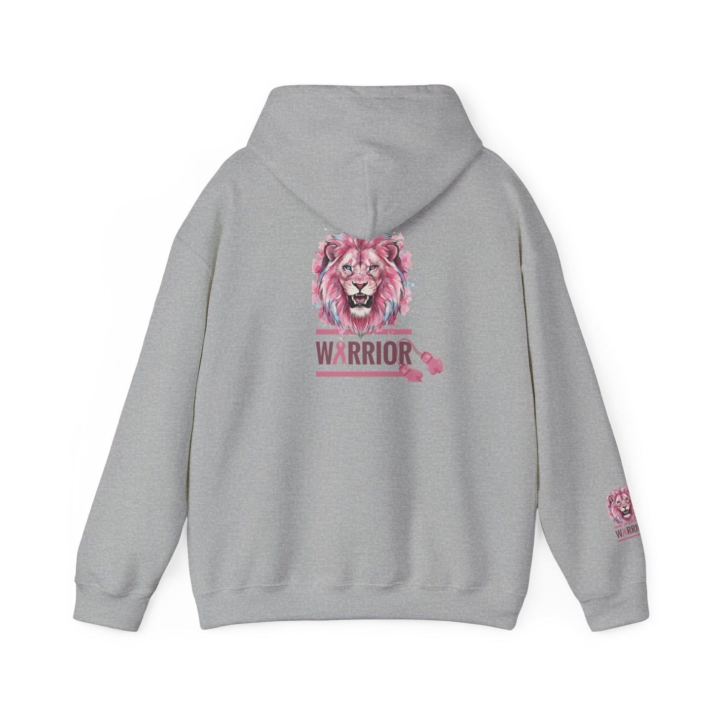 Breast Cancer Warrior Hoodie — Pink Lion Support Hoodie with 'Warrior' Design
