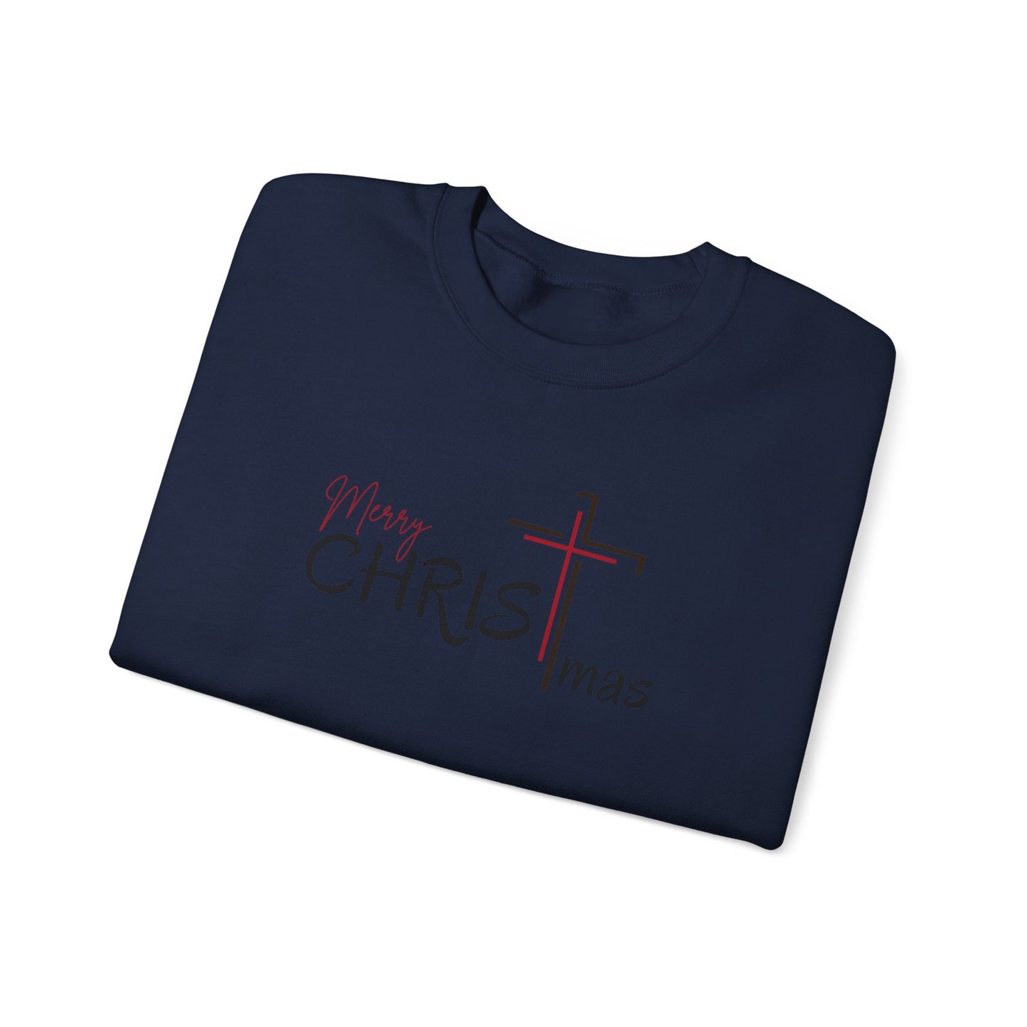 CHRISTmas Cross Crewneck Sweatshirt — "Merry CHRISTmas" Faith Holiday Sweatshirt