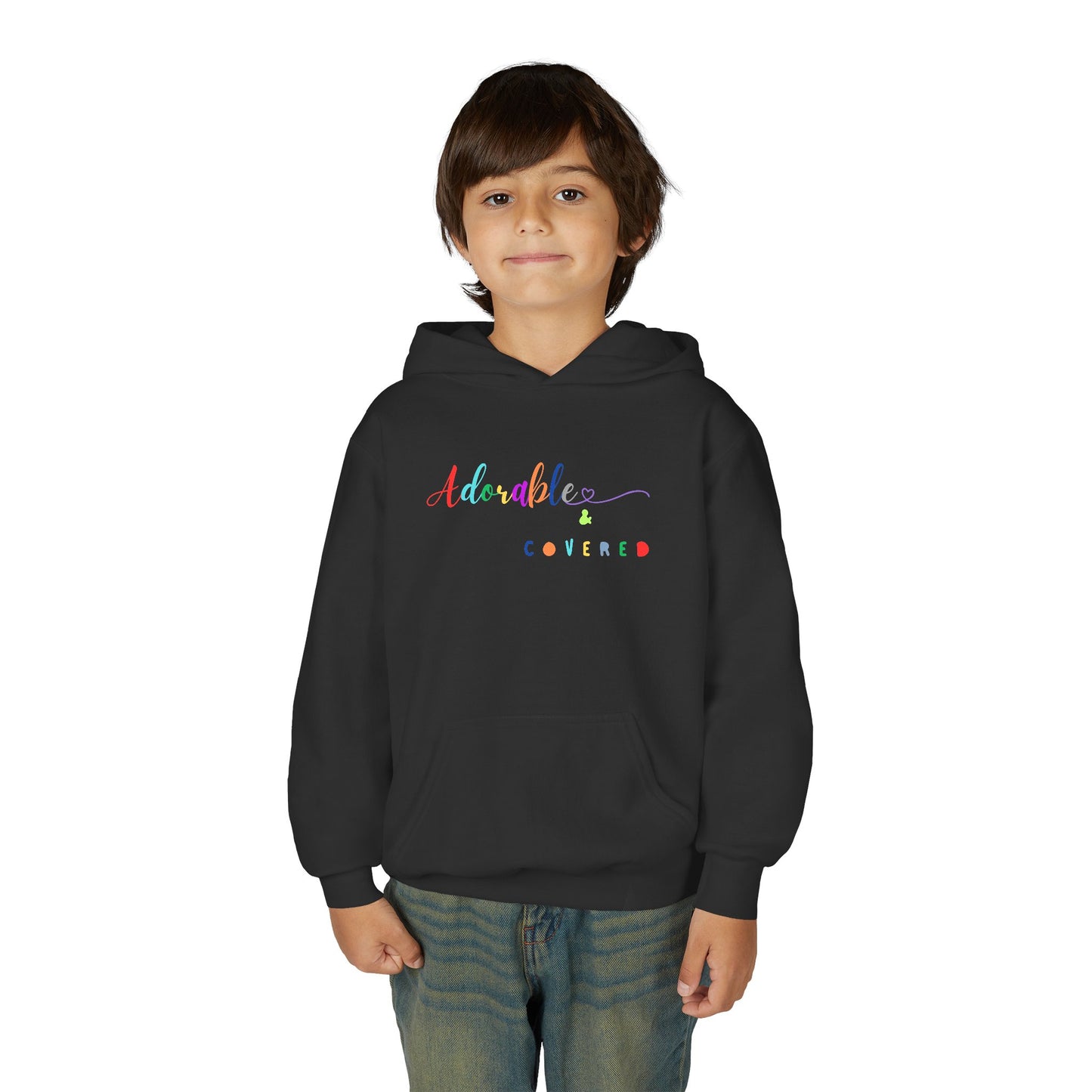 Colorful Youth Hooded Sweatshirt - "Adorable & Covered"