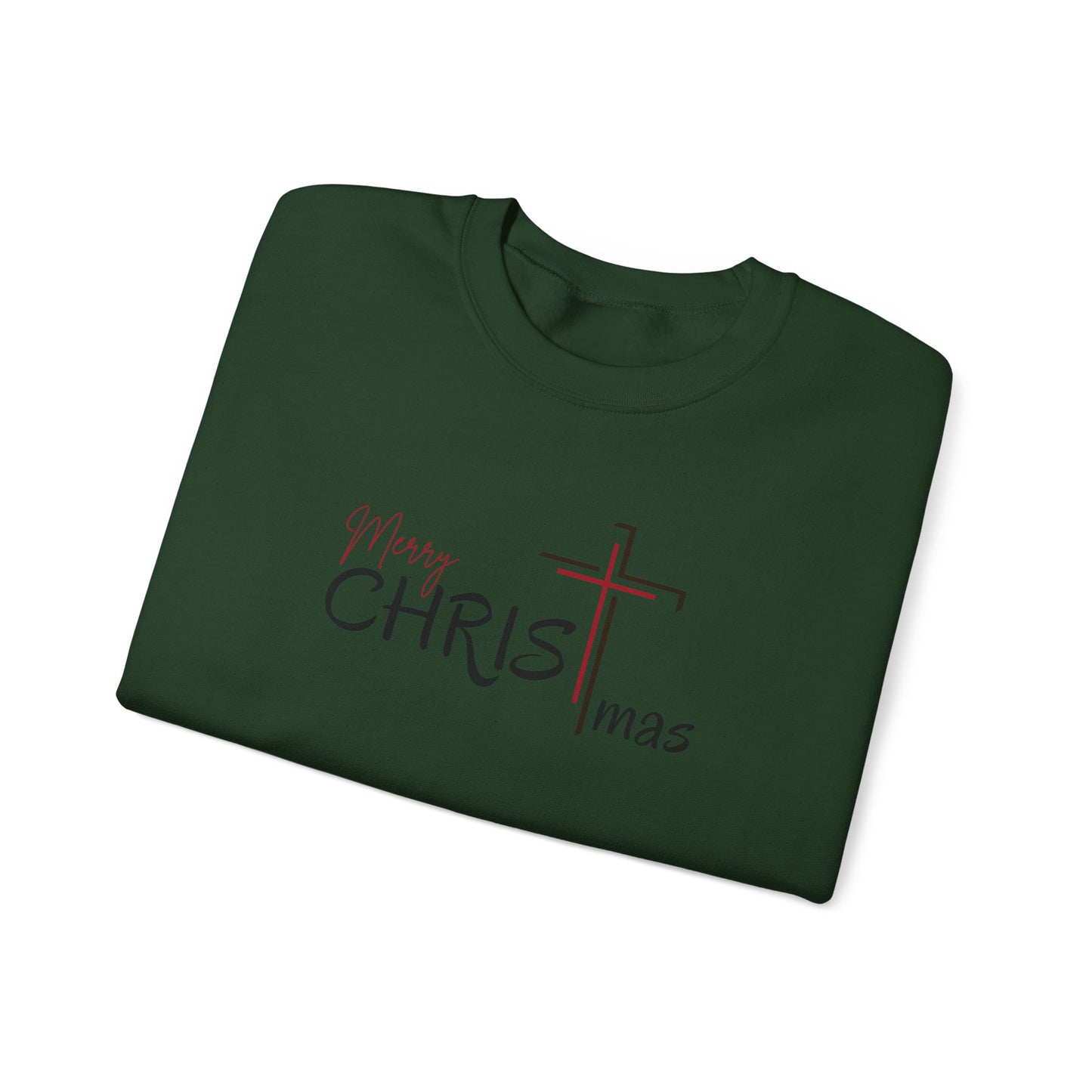CHRISTmas Cross Crewneck Sweatshirt — "Merry CHRISTmas" Faith Holiday Sweatshirt