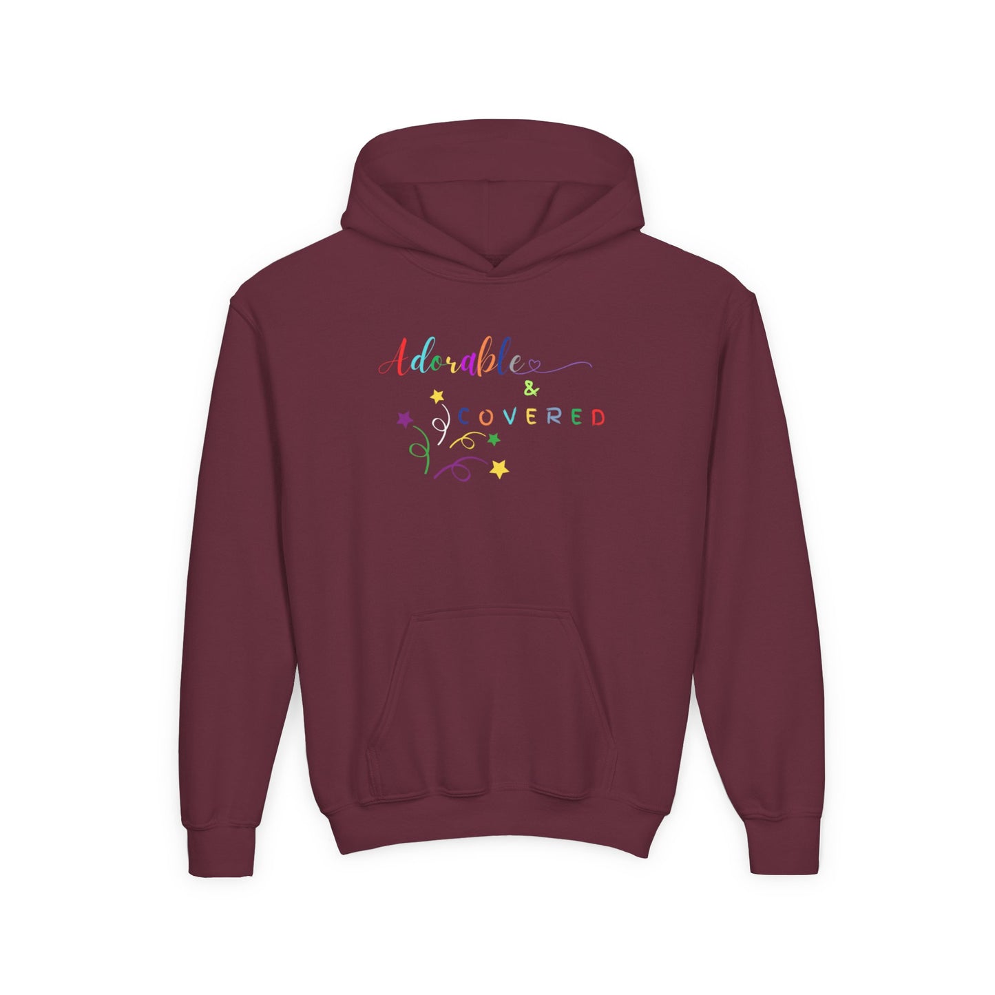 Colorful 'Adorable & Covered' Youth Hoodie